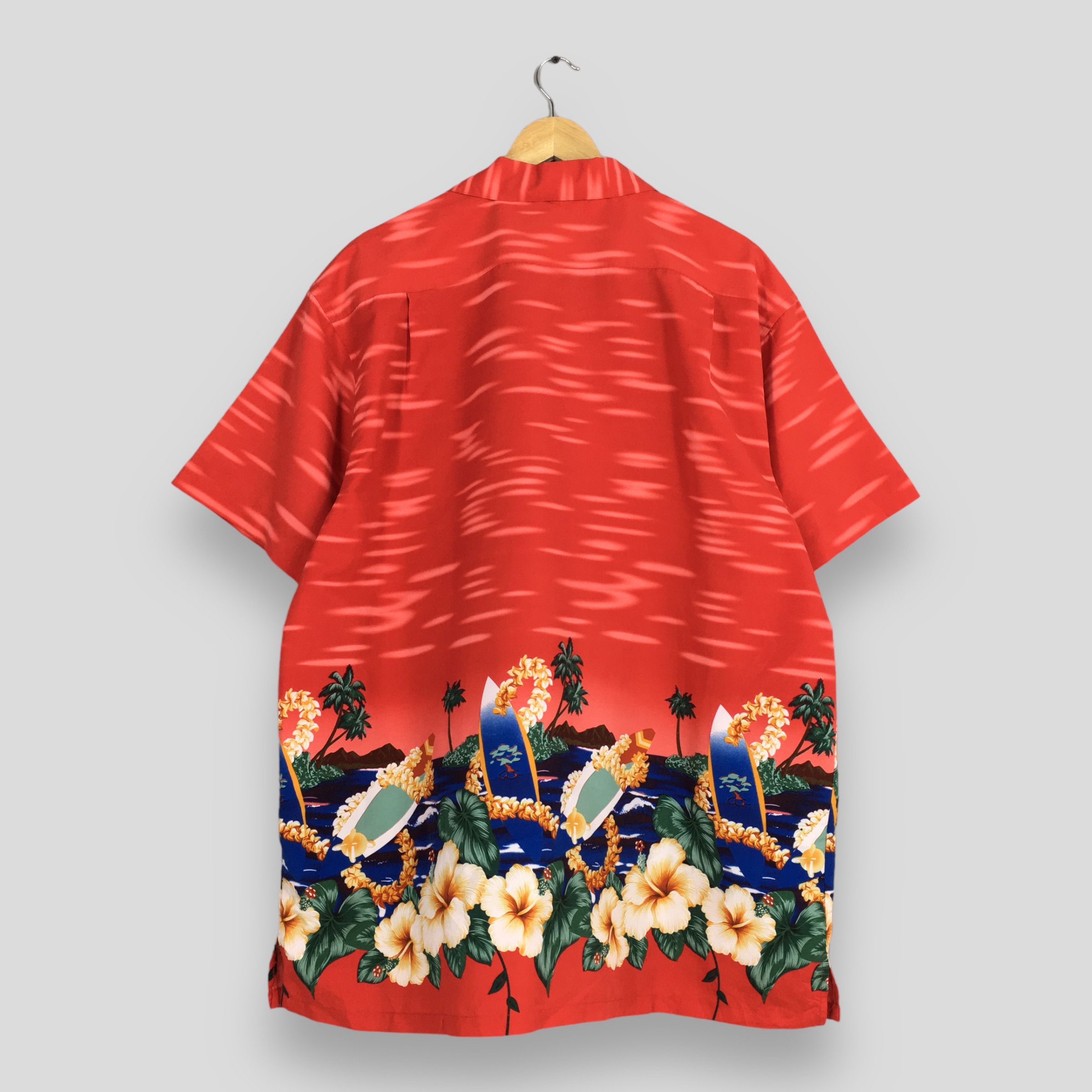Life's a Beach Vintage 90s Leaves Hawaii Aloha Red Shirts 2XLarge Size US XXL / EU 58 / 5 - 7 Thumbnail