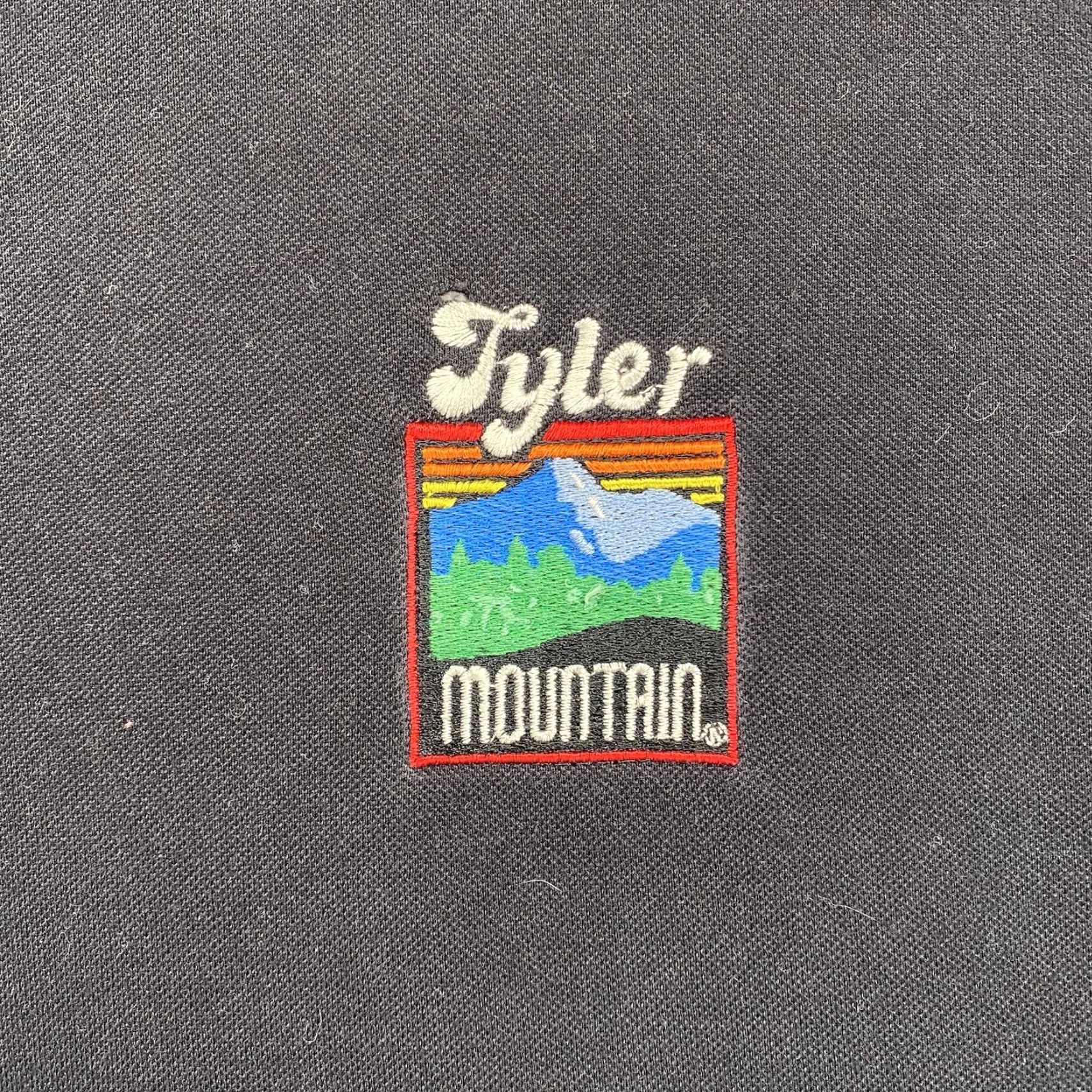 Vintage Vintage 1990s Tyler Mountain Staff Black Polo Shirt Men 2XL Pima Cotton Corporate Logo EUC Size 48R - 2 Thumbnail
