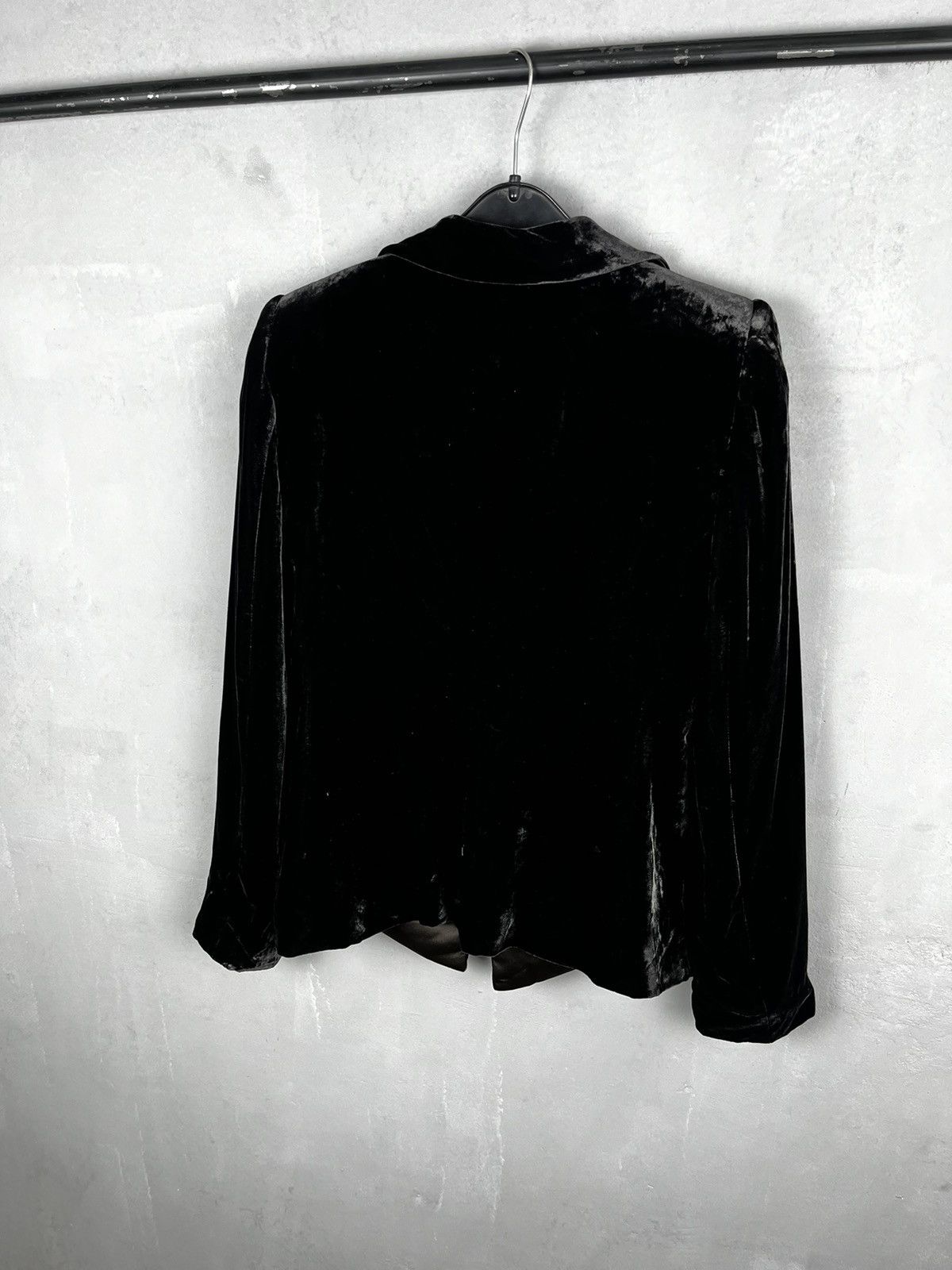 Armani Collezioni × Giorgio Armani Vintage 90s Armani Jeans Velour Striped Black Women's Blazer Size M / US 6-8 / IT 42-44 - 15 Thumbnail