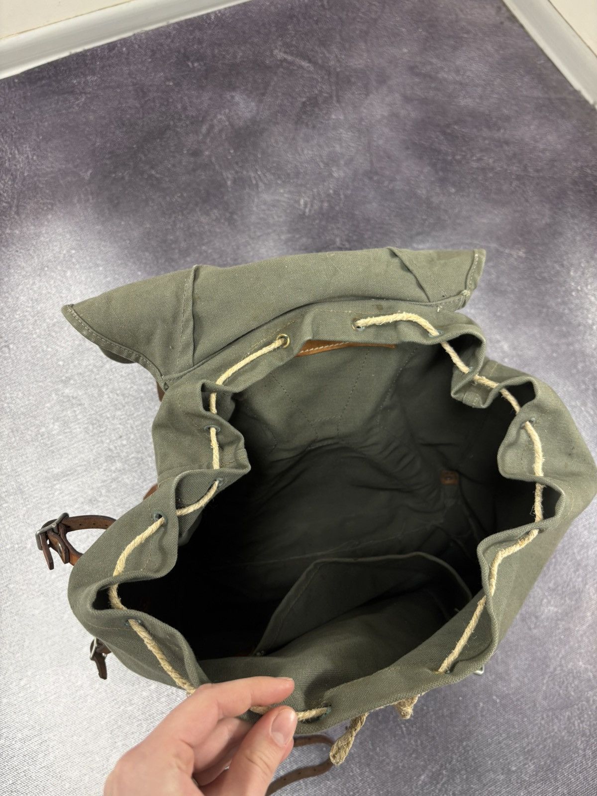 Other Vintage Swedish Army M39 Backpack Canvas Leather Metal Frame Size ONE SIZE - 13 Thumbnail