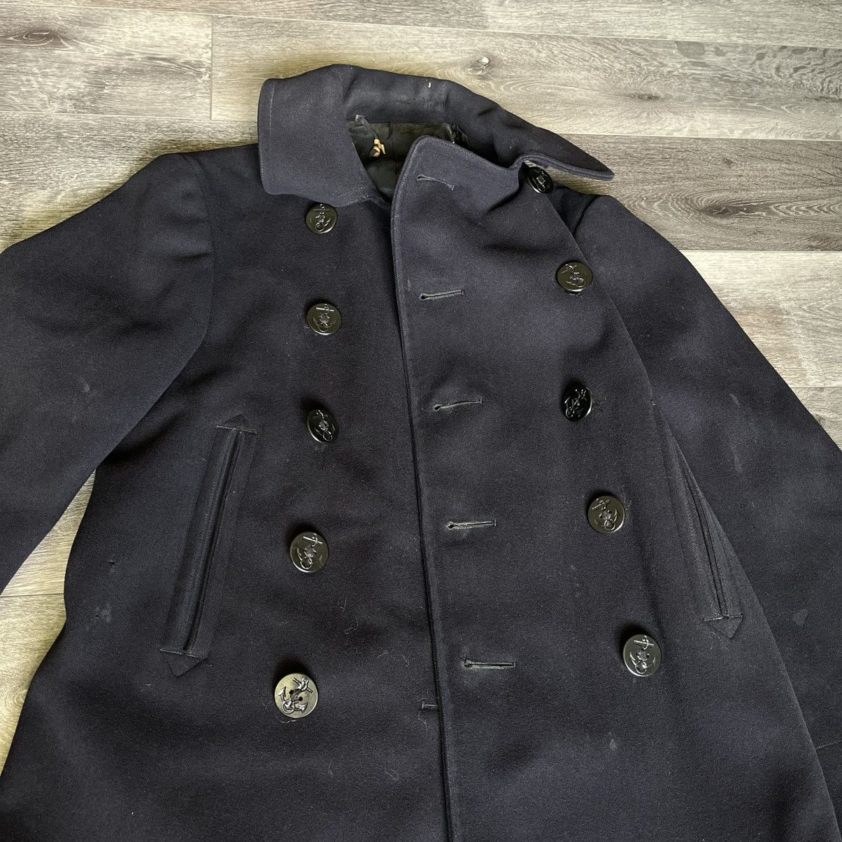 Naval Clothing Factory True Vintage 1940s WW2 World War 2 Navy Wool Peacoat Jacket Size US S / EU 44-46 / 1 - 4 Thumbnail