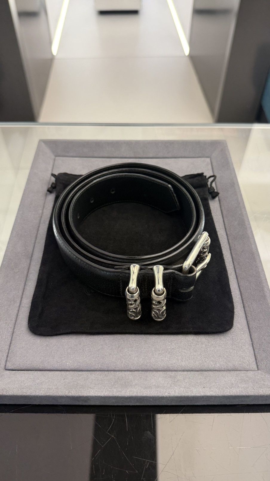 Chrome Hearts Chrome Hearts Black Leather Roller Belt RARE Size 36 Size 36 - 3 Thumbnail