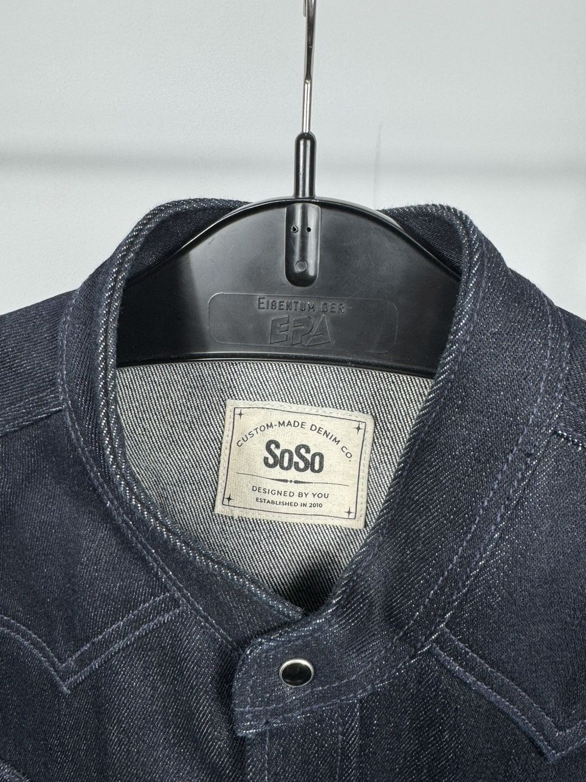 SoSo SoSo Heavy Raw Denim Jacket Indigo Workwear Trucker Coat L Size US L / EU 52-54 / 3 - 5 Thumbnail