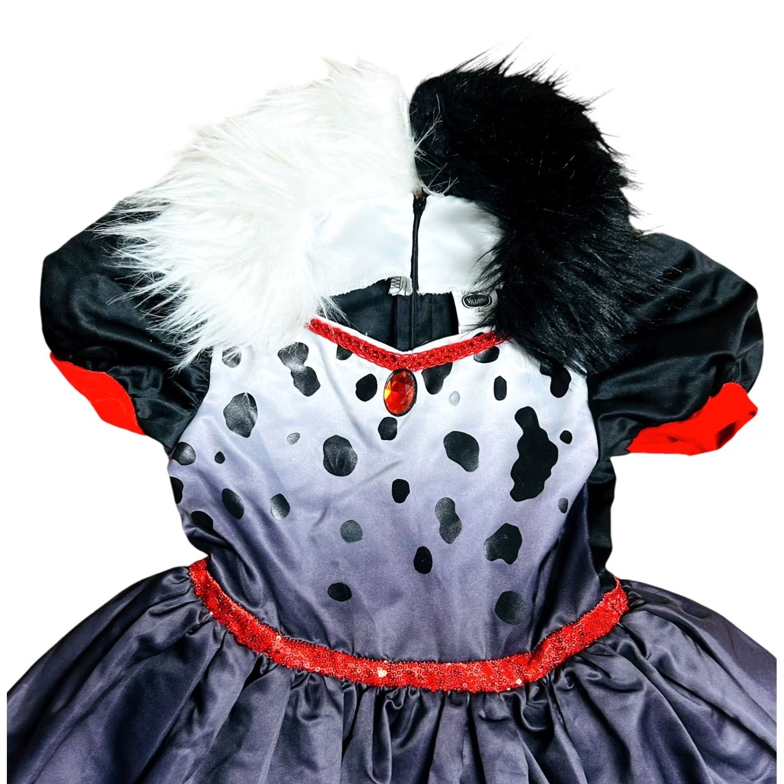 Disney VINTAGE Disney Cruella De Vil Girl's Faux Fur Dress Costume M Halloween Dress Black Girls Size ONE SIZE - 5 Thumbnail