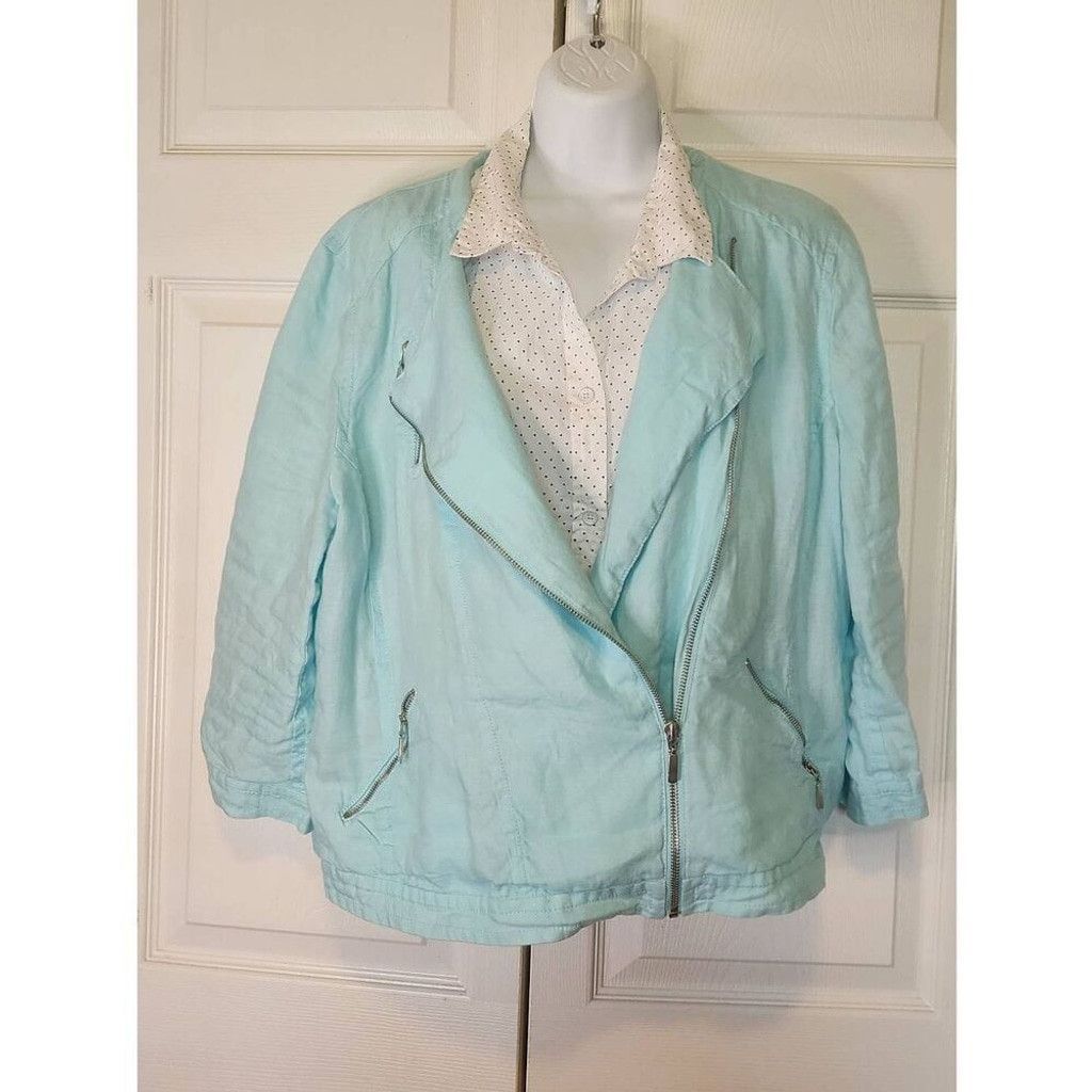 Chicos Chico's Turquoise Jacket Size L / US 10 / IT 46 - 7 Thumbnail