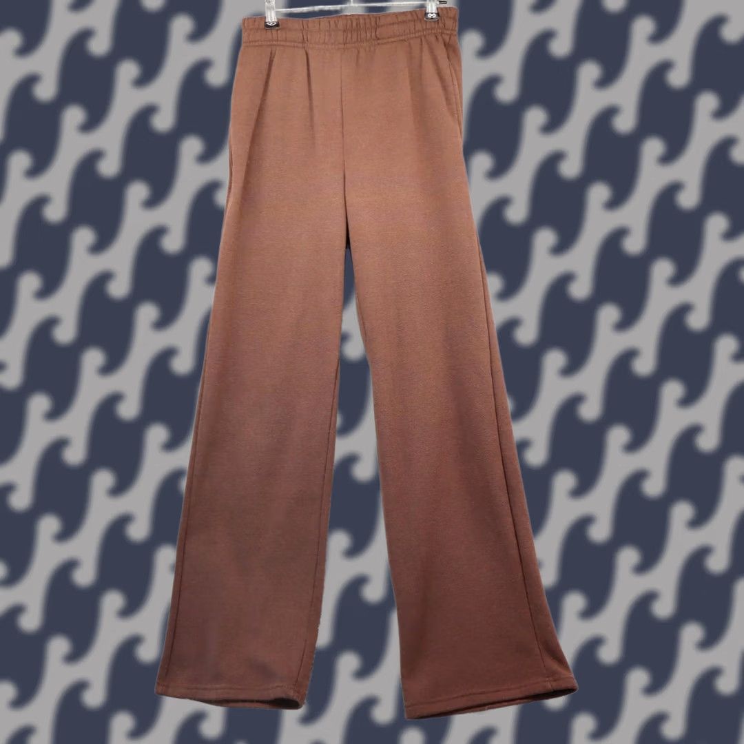 Vintage Better Together Sweatpants Women S Brown Wide-Leg Elastic Drawstring 32 Inseam Casual Knit Polyester Pockets Front Flat Front Rise Mid Fall Vintage No Size 28" / US 6 / IT 42 - 1 Thumbnail