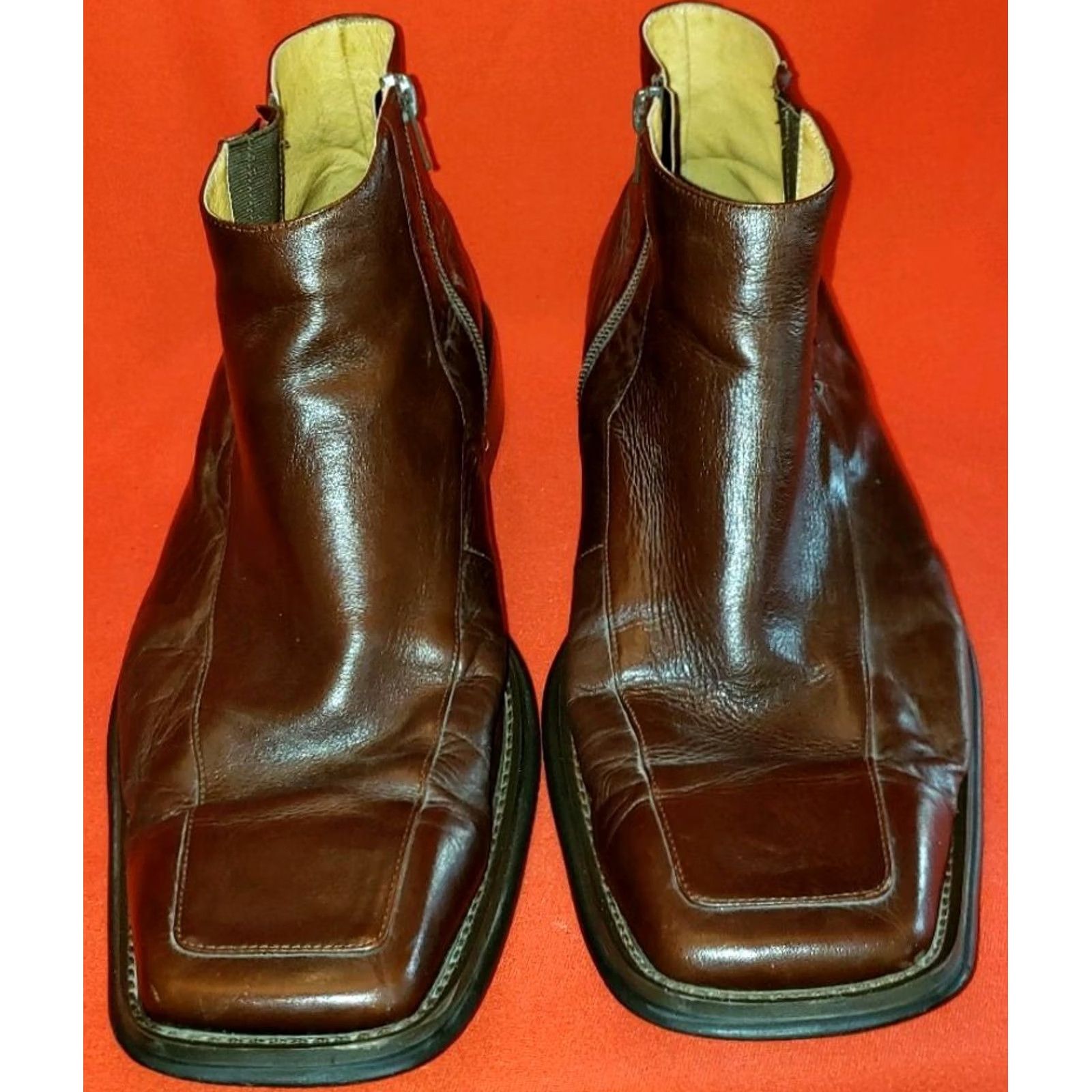 Vintage Borgesi Beverly Hills Collection Men's Ankle Boots Brown Leather Zip 13M 46EU Boots Mens Brown Leather Zip Size US 13 / EU 46 - 3 Thumbnail