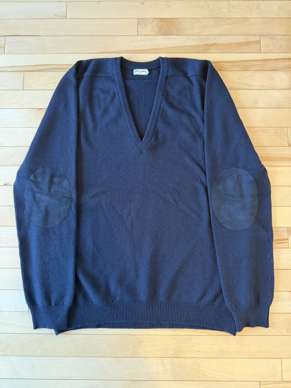 Saint Laurent Paris FW13 Oversized V-Neck Sweater with Elbow Patches Size US XL / EU 56 / 4 - 2 Thumbnail