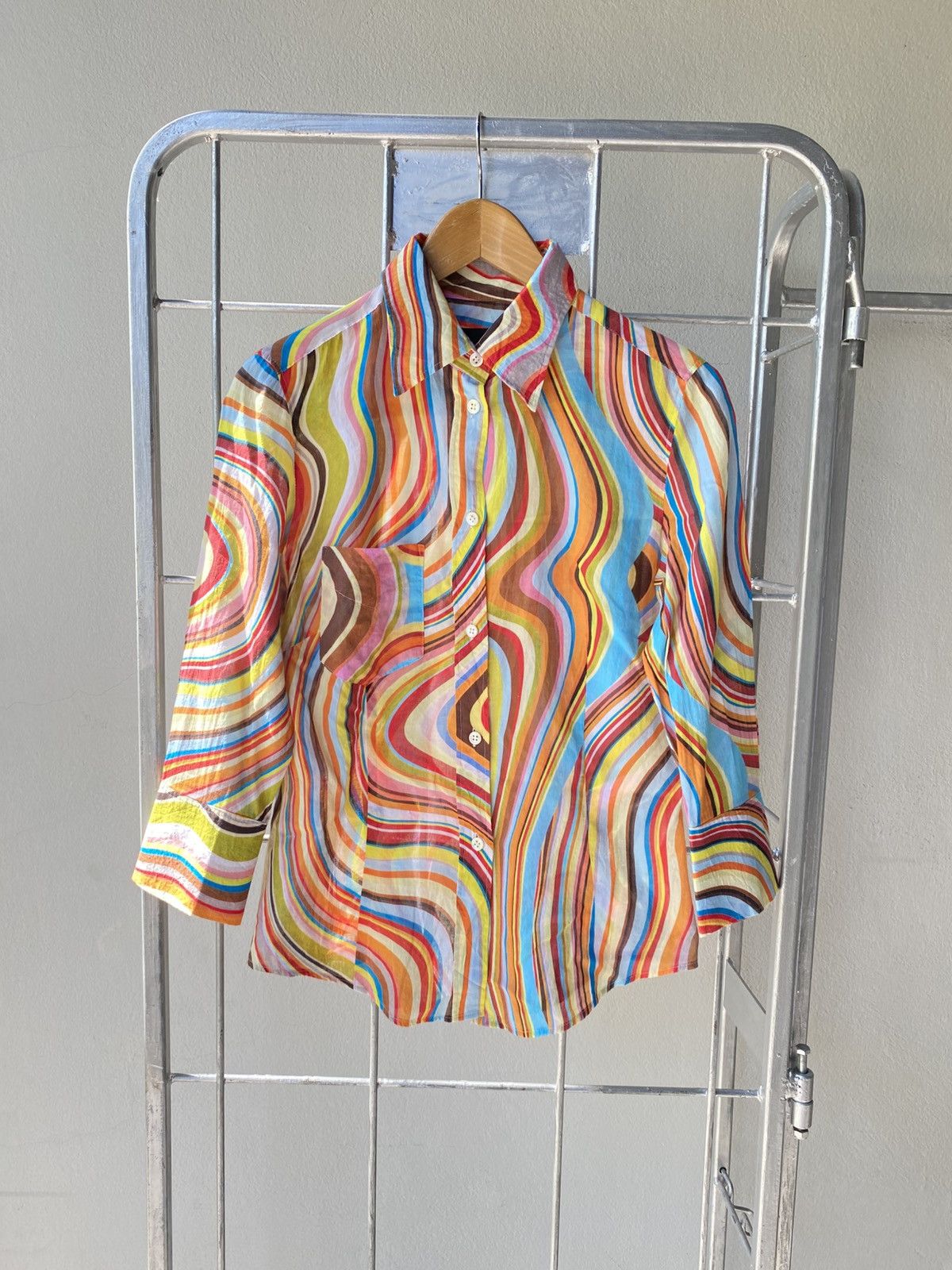 Paul Smith Paul Smith BLACK Multicolor Psychedelic Wave Shirt Size S / US 4 / IT 40 - 9 Thumbnail