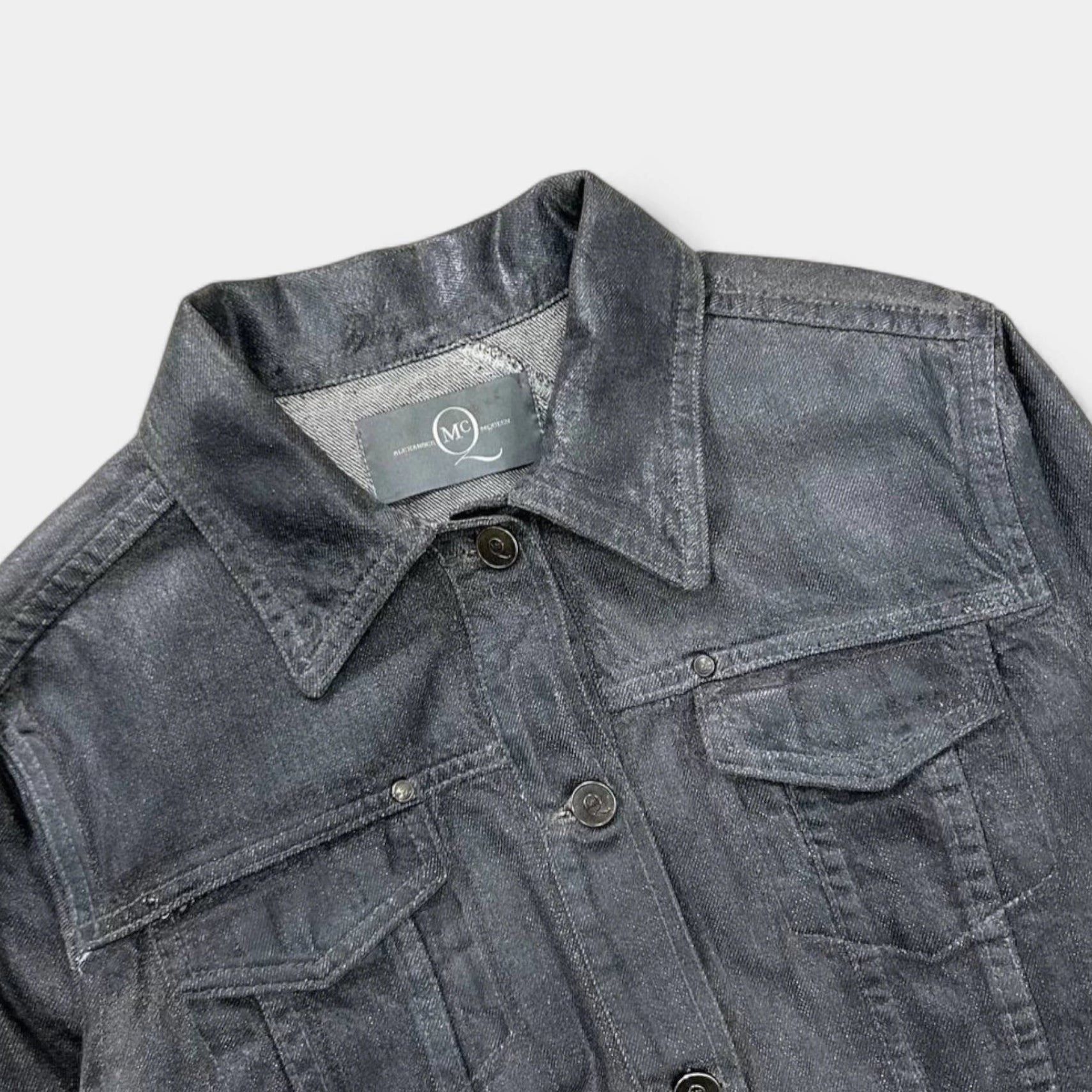Alexander McQueen McQ Alexander McQueen SS08 Waxed Cropped Denim Trucker Jacke Size S / US 4 / IT 40 - 5 Thumbnail