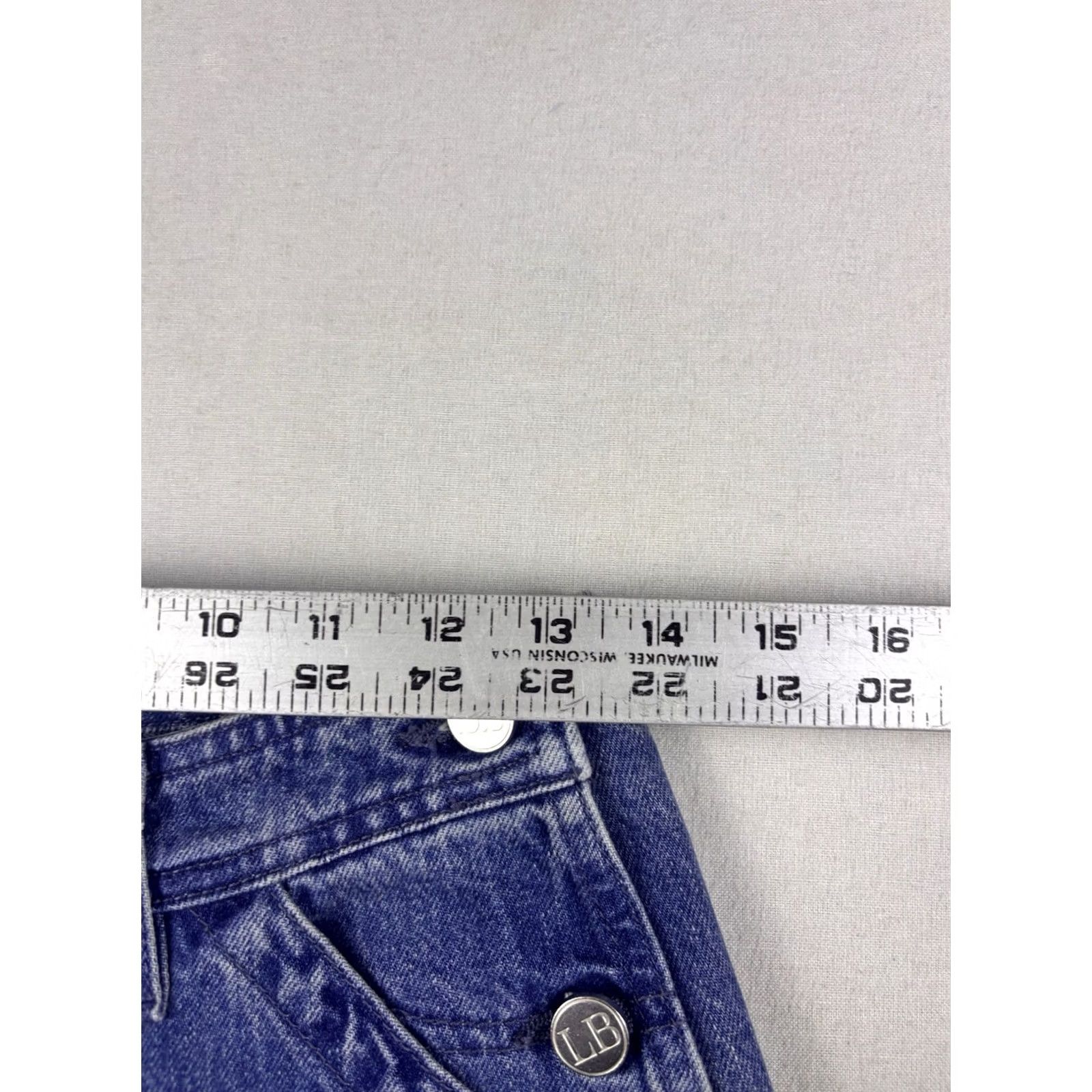 Vintage Laurence Bras Jeans Pants Women's 26x30 Denim Blue Wide-Leg Carpenter Button Closure Regular Inseam 30 Size 26" / US 2 / IT 38 - 7 Thumbnail