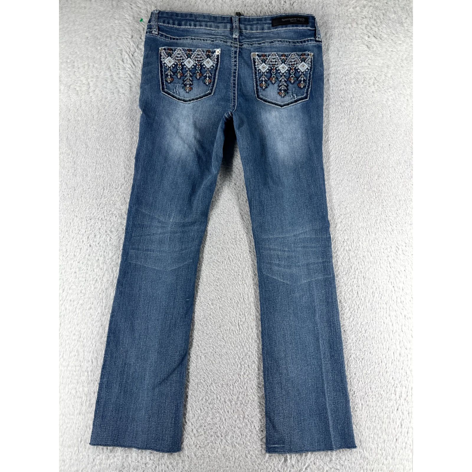 Denime Vintage Rue Women's Blue Denim Bootcut Jeans Size 6 Distressed Stretch 28in Inseam Size 28" / US 6 / IT 42 - 2 Thumbnail