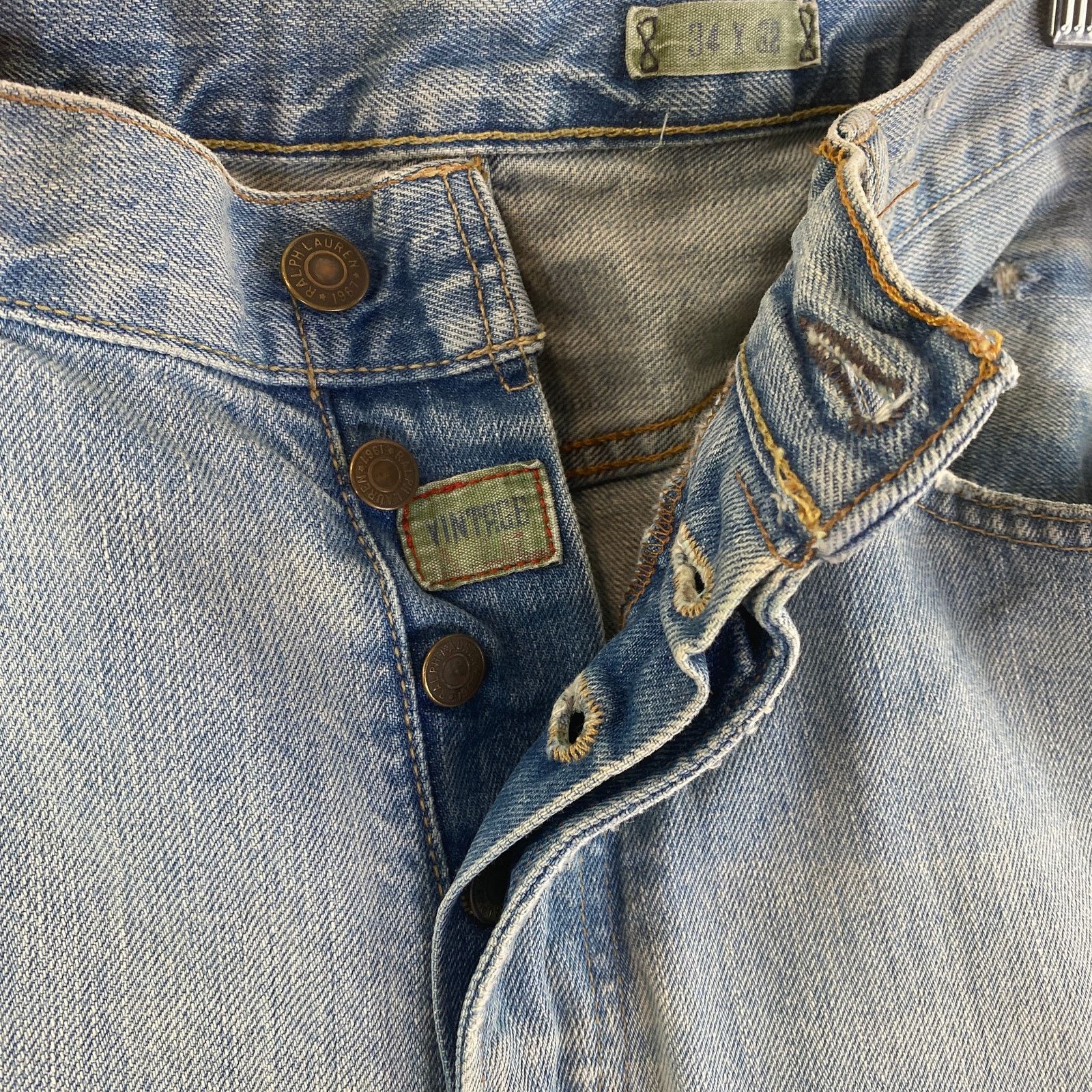 Polo Ralph Lauren × Vintage Polo Ralph Lauren Jeans Vintage Straight Leg Blue Light Wash Size US 34 / EU 50 - 3 Thumbnail