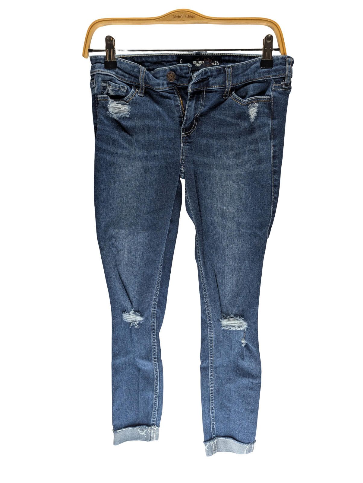 Hollister Hollister Crop Skinny Jeans Size 0 Distressed Cuffed Hem Size 25" / US 0 / IT 36 - 1 Thumbnail