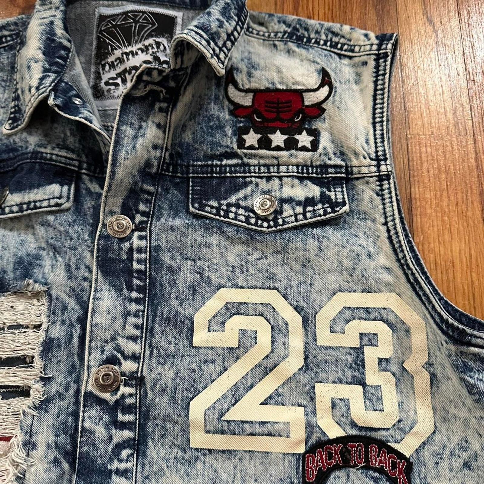 NBA Diamond Stash Chicago Bulls NBA Denim Acid Wash Vest 23 XL Size US XL / EU 56 / 4 - 6 Thumbnail