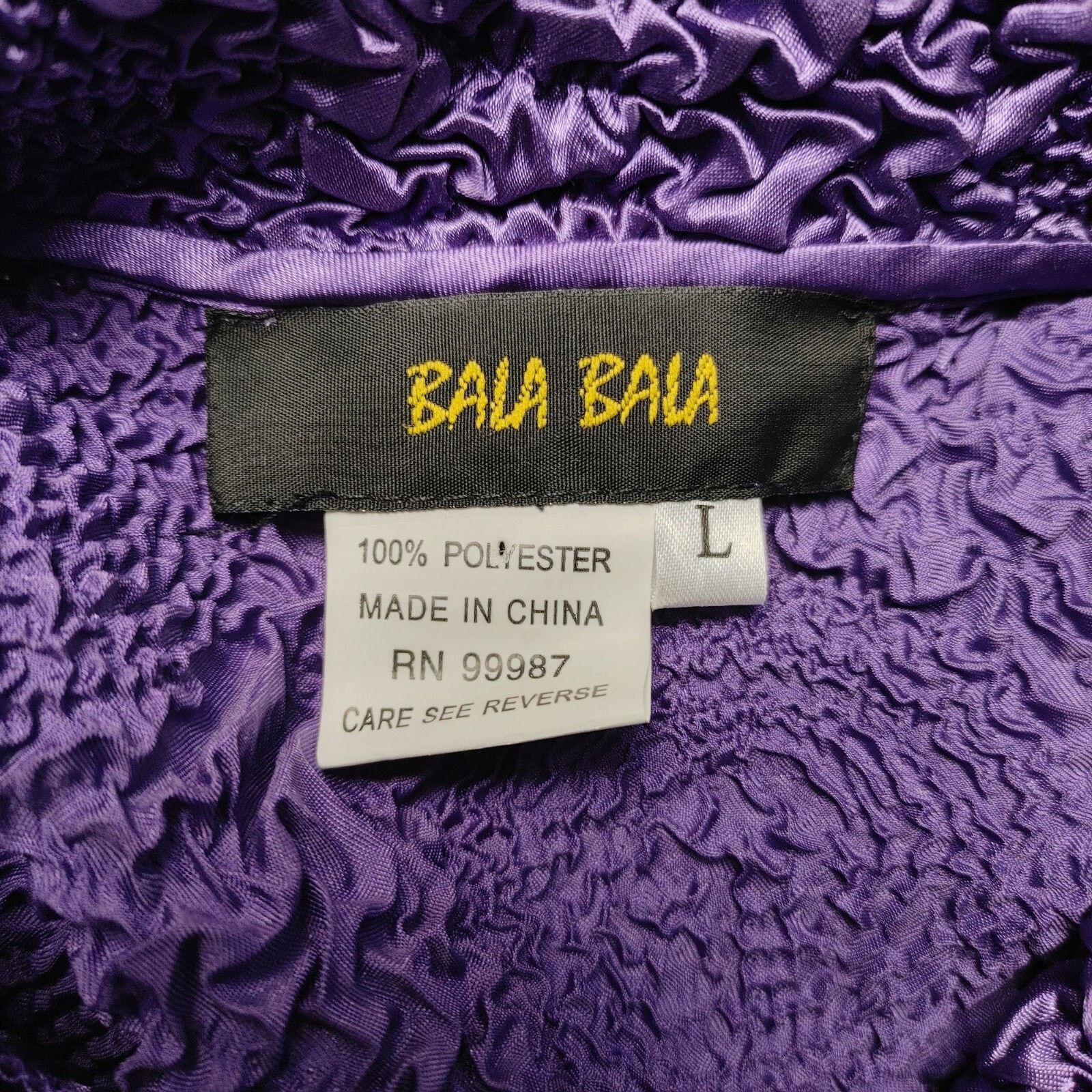 Other Bala Bala Women's LG Purple Ruffled 3D Effect Button Up Top Size L / US 10 / IT 46 - 3 Thumbnail