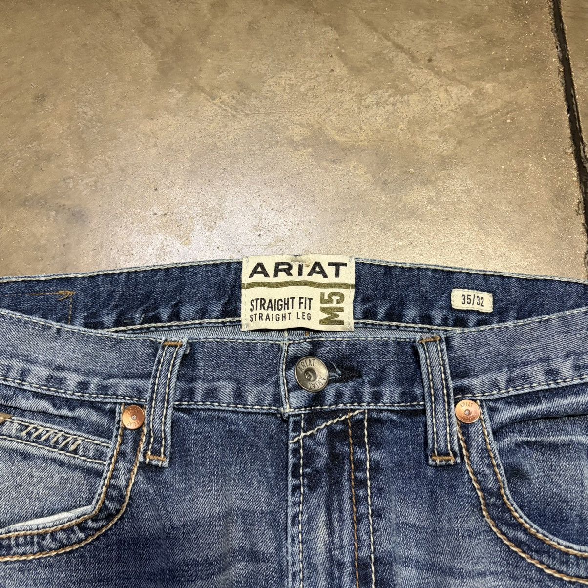 Ariat Vintage Ariat M5 Straight Leg Jeans Faded Washed Whisker Size US 35 - 8 Thumbnail