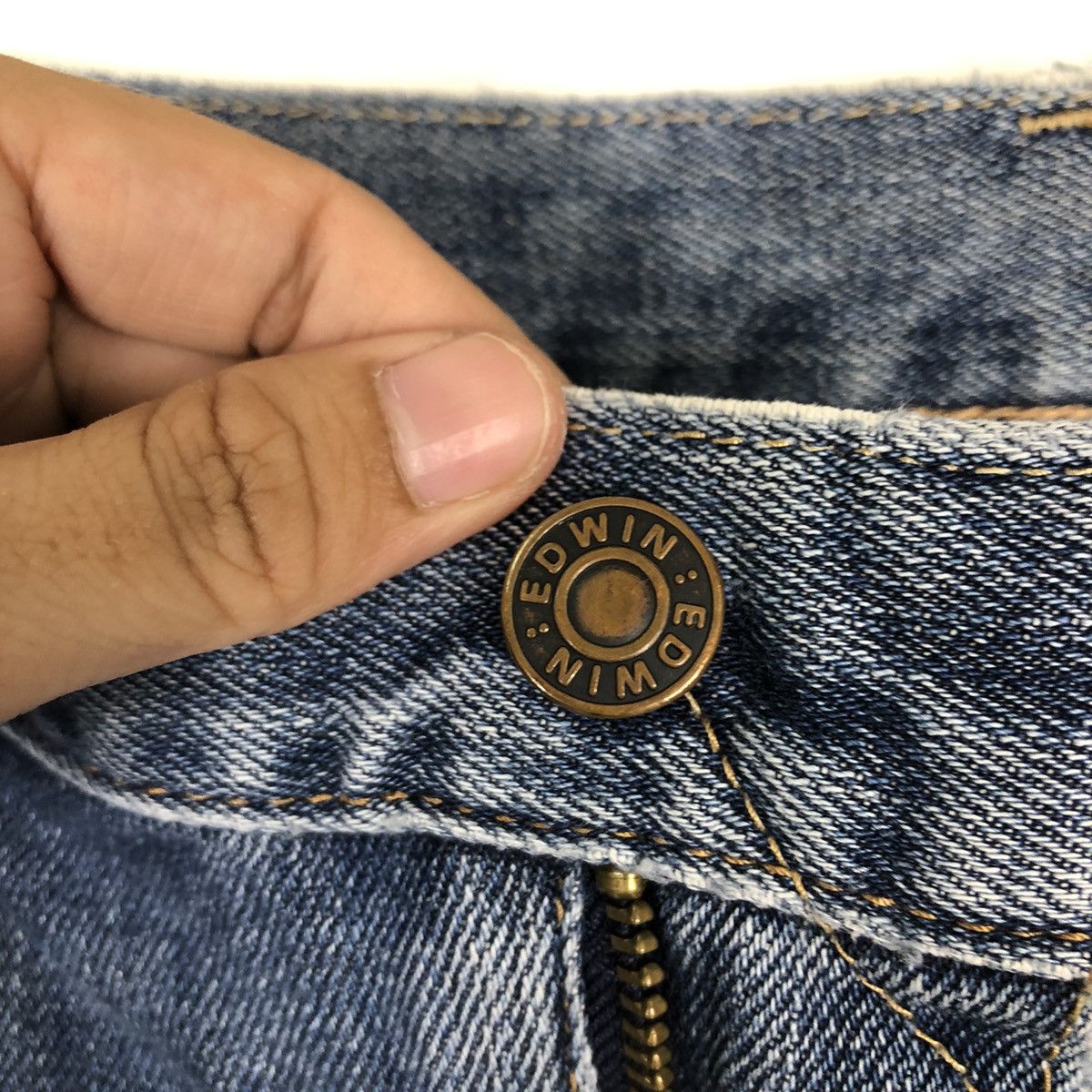Edwin 🔥90’s VINTAGE EDWIN MADE IN JAPAN DISTRESSED DENIM DESIGN Size US 39 - 11 Thumbnail