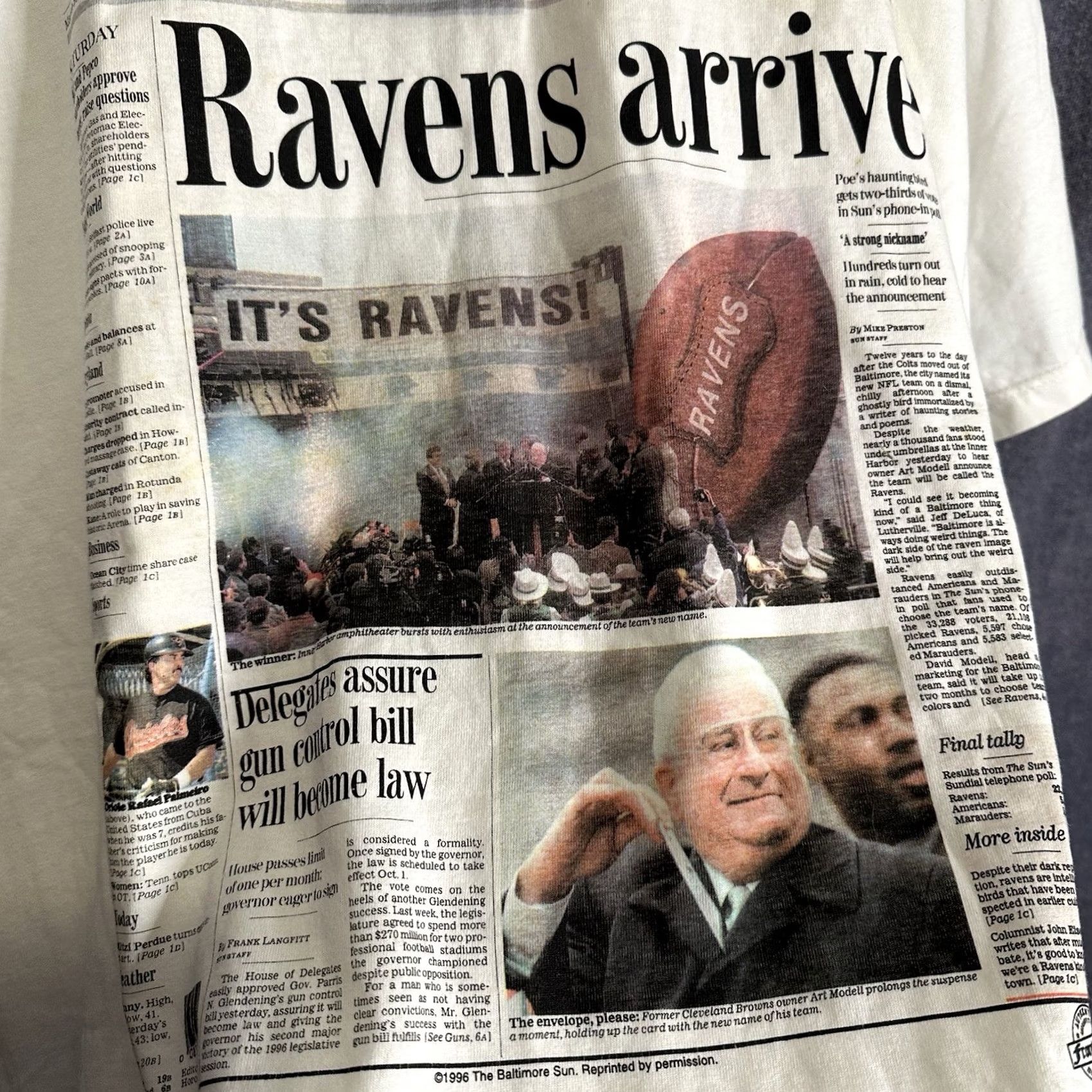NFL VINTAGE 1996 Baltimore Ravens T Shirt XL Graphic Print USA 90s Mens Size US XL / EU 56 / 4 - 3 Thumbnail