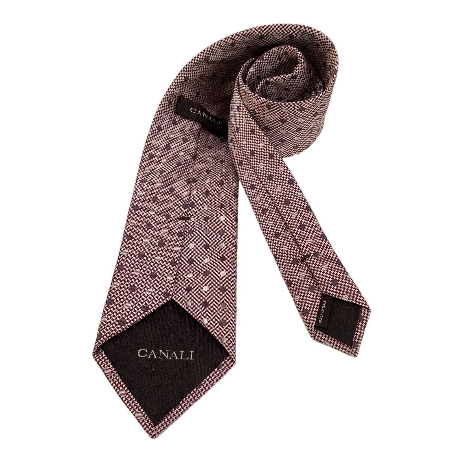 Canali CANALI Purple Houndstooth Polka Dot Luxury Silk Tie Made In Size ONE SIZE - 2 Thumbnail