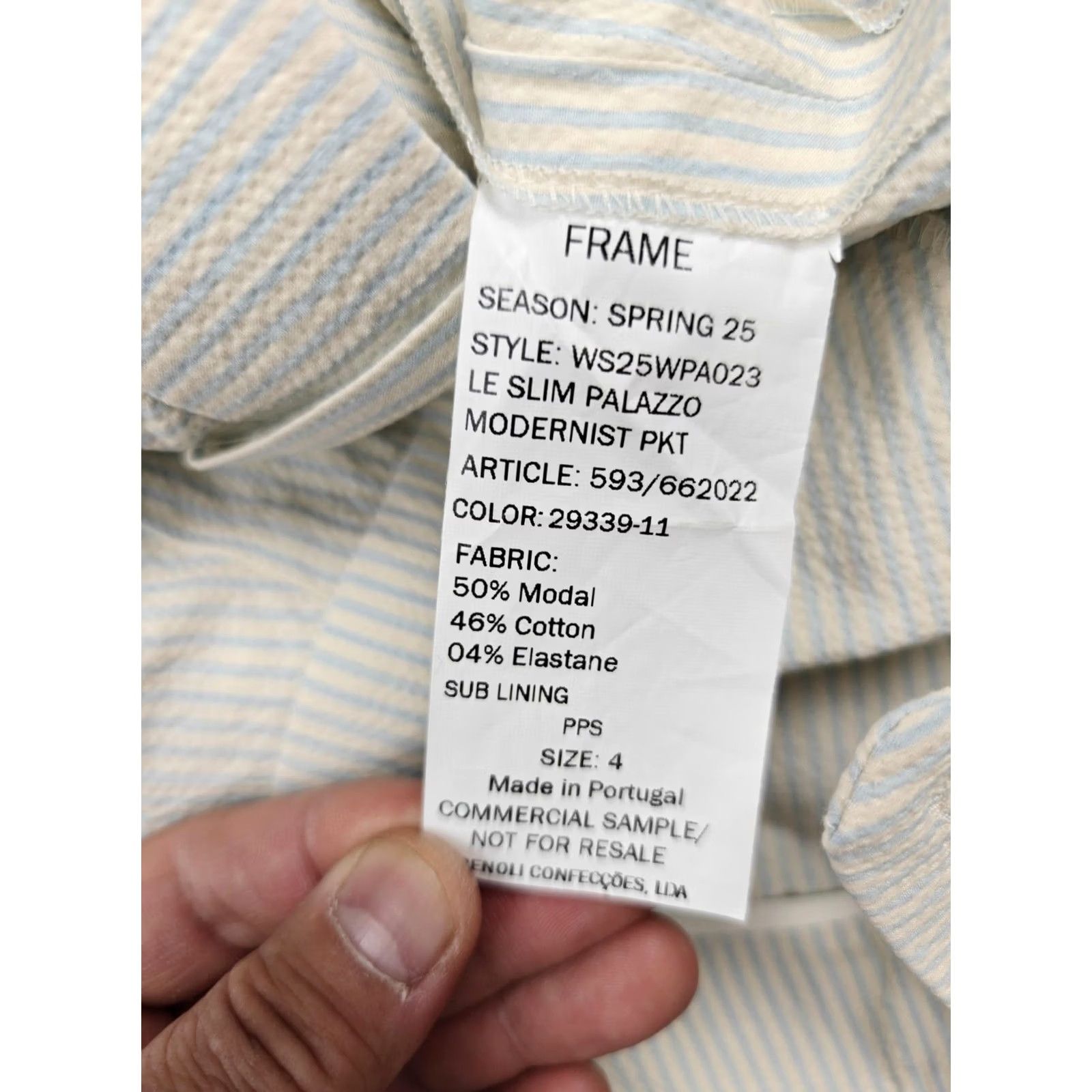 Frame FRAME Le Slim Palazzo Pants Womens 4 White Stripe Wide Leg Twill High Rise Pockets Stretch 2Pcs? Size 27" / US 4 / IT 40 - 4 Thumbnail
