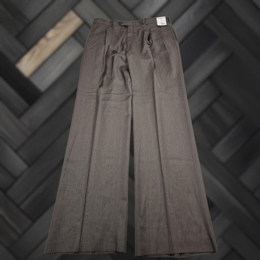 Vintage VINTAGE Precision Fit Dress Pants Mens 40x36 Brown Wool Pleated Unhemmed Super 100s Size US 40 / EU 56 - 1 Thumbnail