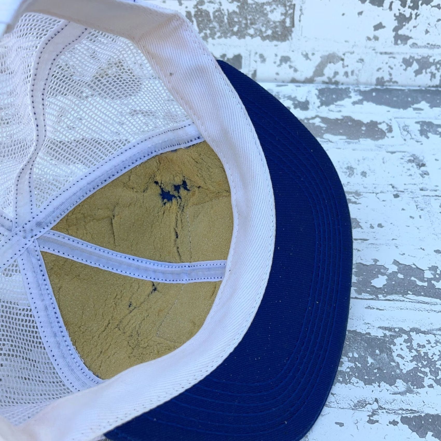 GAS VINTAGE M&B Headwear Trucker Hat Cap Snap Back Blue White USA Made 80s 90s Patch Farm Gas CC Adult Men Size ONE SIZE - 4 Thumbnail