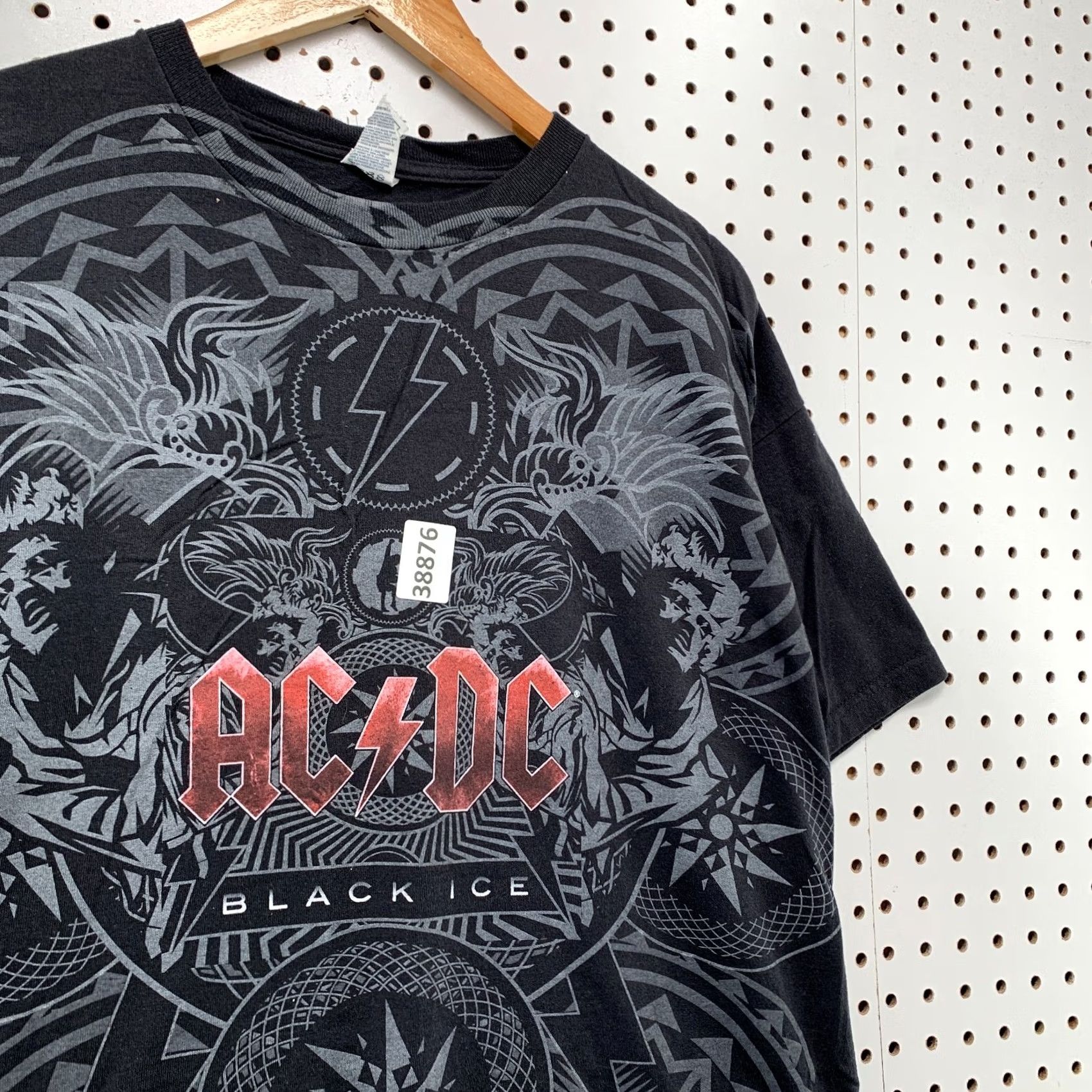 Delta VINTAGE ACDC Black Ice Aop Shirt Mens Large Black All Over Print Music Band Size US L / EU 52-54 / 3 - 5 Thumbnail