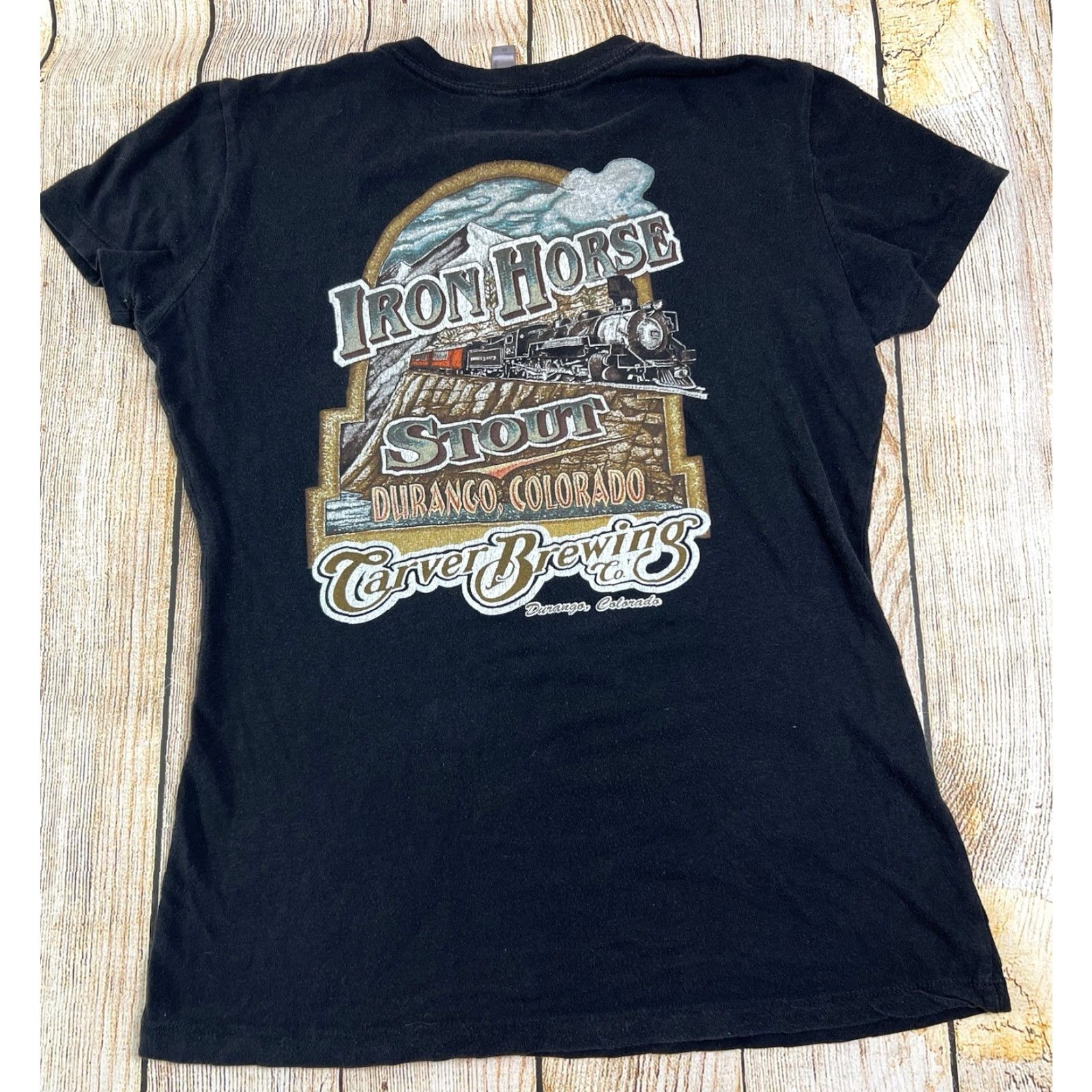 Next Level Women’s Iron Horse Stout Durango CO Carver Brewing Co Black Shirt XL Size XL / US 12-14 / IT 48-50 - 2 Thumbnail