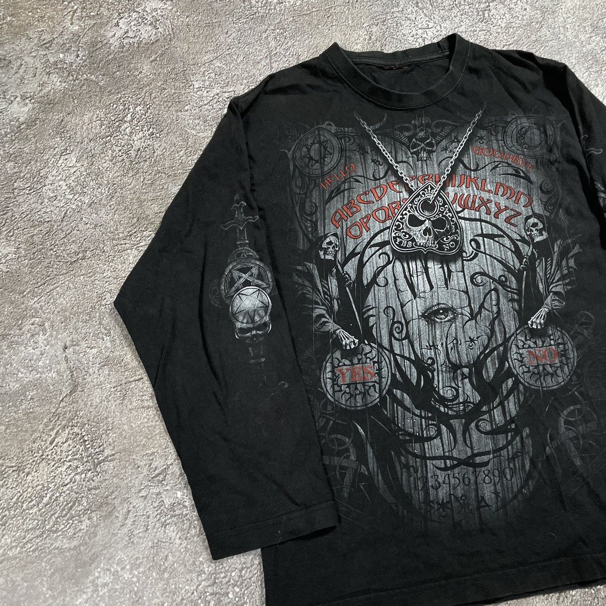 Vintage Vintage Y2K Goth Horror Skeleton Graphic Tee Black Faded M Size US M / EU 48-50 / 2 - 3 Thumbnail