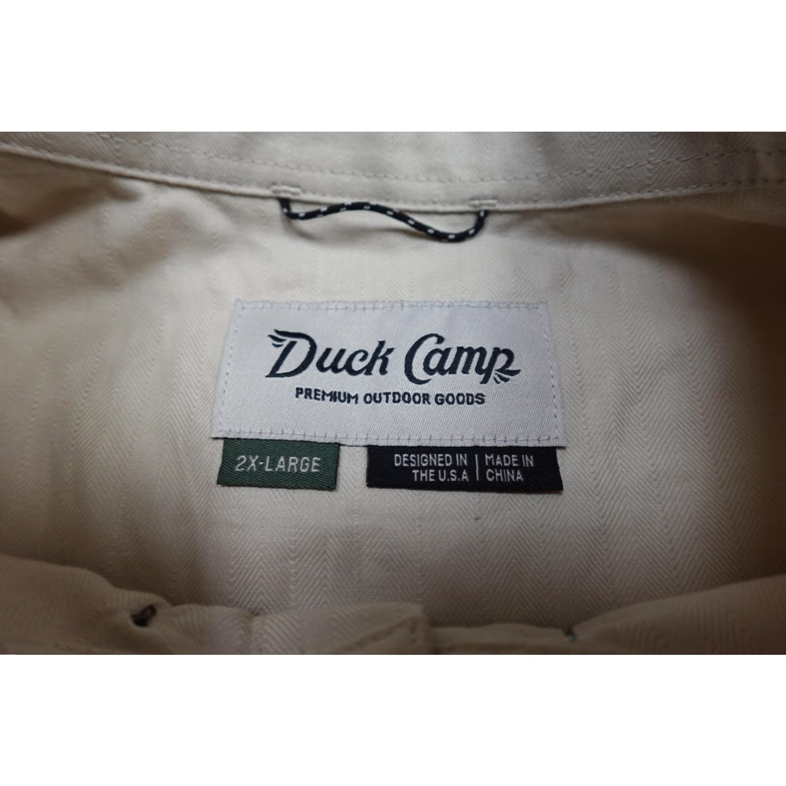 Vintage Duck Camp Shirt Mens 2XL Beige Short Sleeve Button Down Herringbone Casual NWT Size US XXL / EU 58 / 5 - 2 Thumbnail