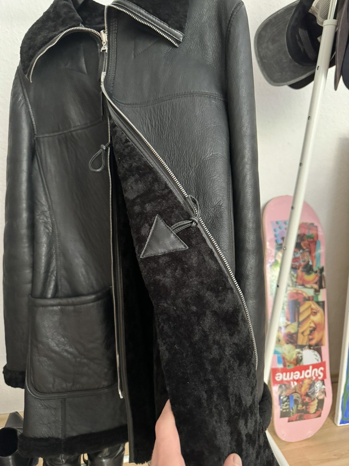 Armani × Emporio Armani × Giorgio Armani Armani Leather Black Fur Trench Jacket Size M / US 6-8 / IT 42-44 - 8 Thumbnail