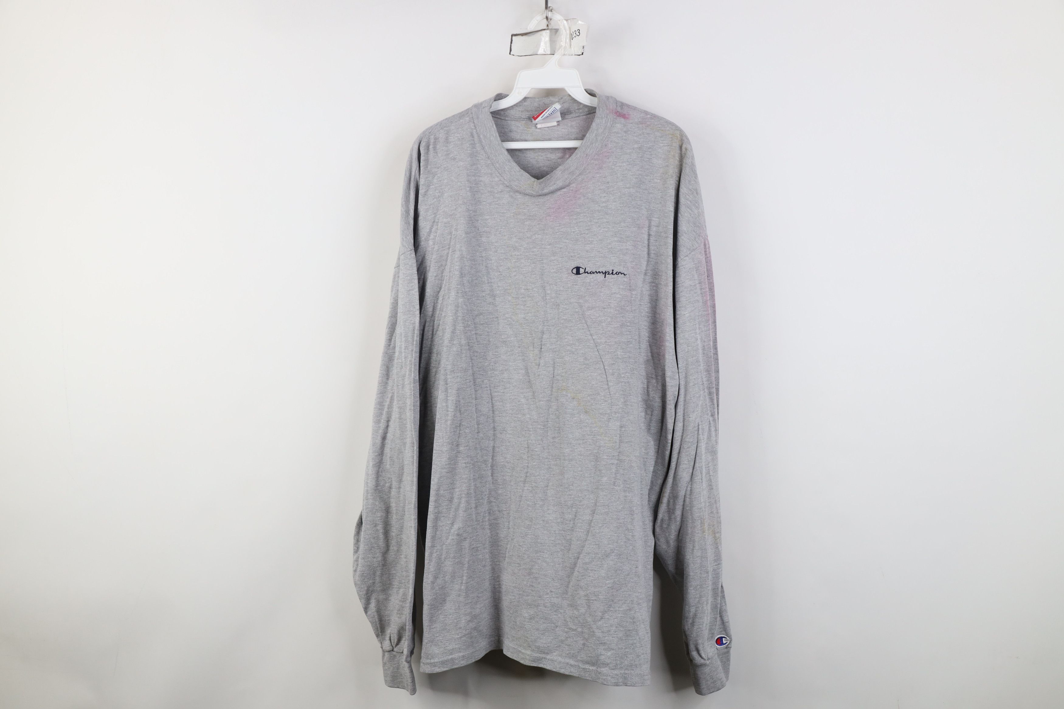 Champion Vintage 90s Champion Spell Out Long Sleeve T-Shirt Gray Size US XXL / EU 58 / 5 - 1 Thumbnail