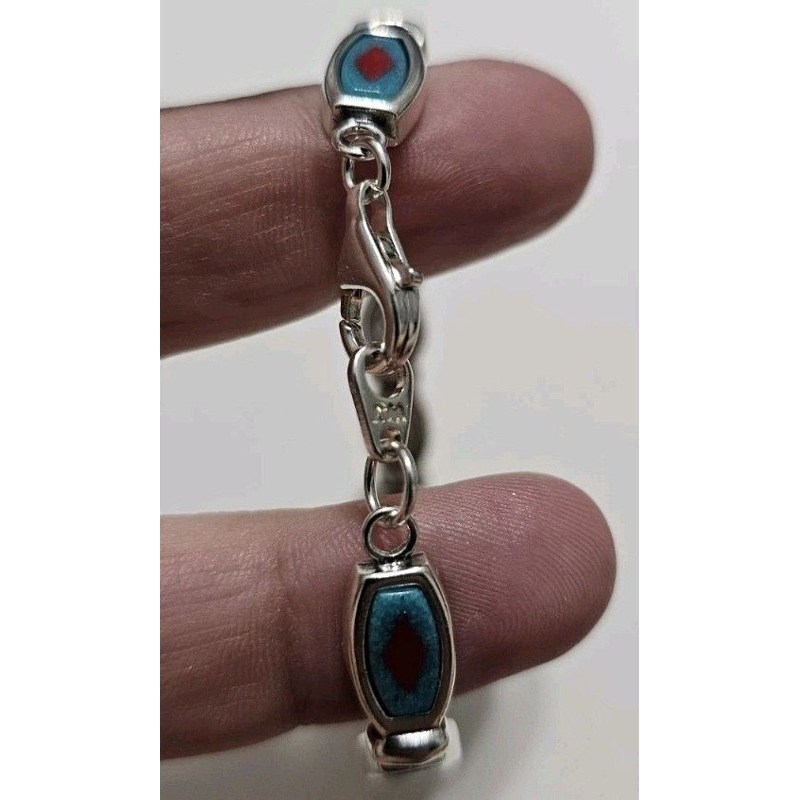 Other Vintage Western Sterling Silver Bracelet 925 Turquoise Gem Size ONE SIZE - 6 Thumbnail