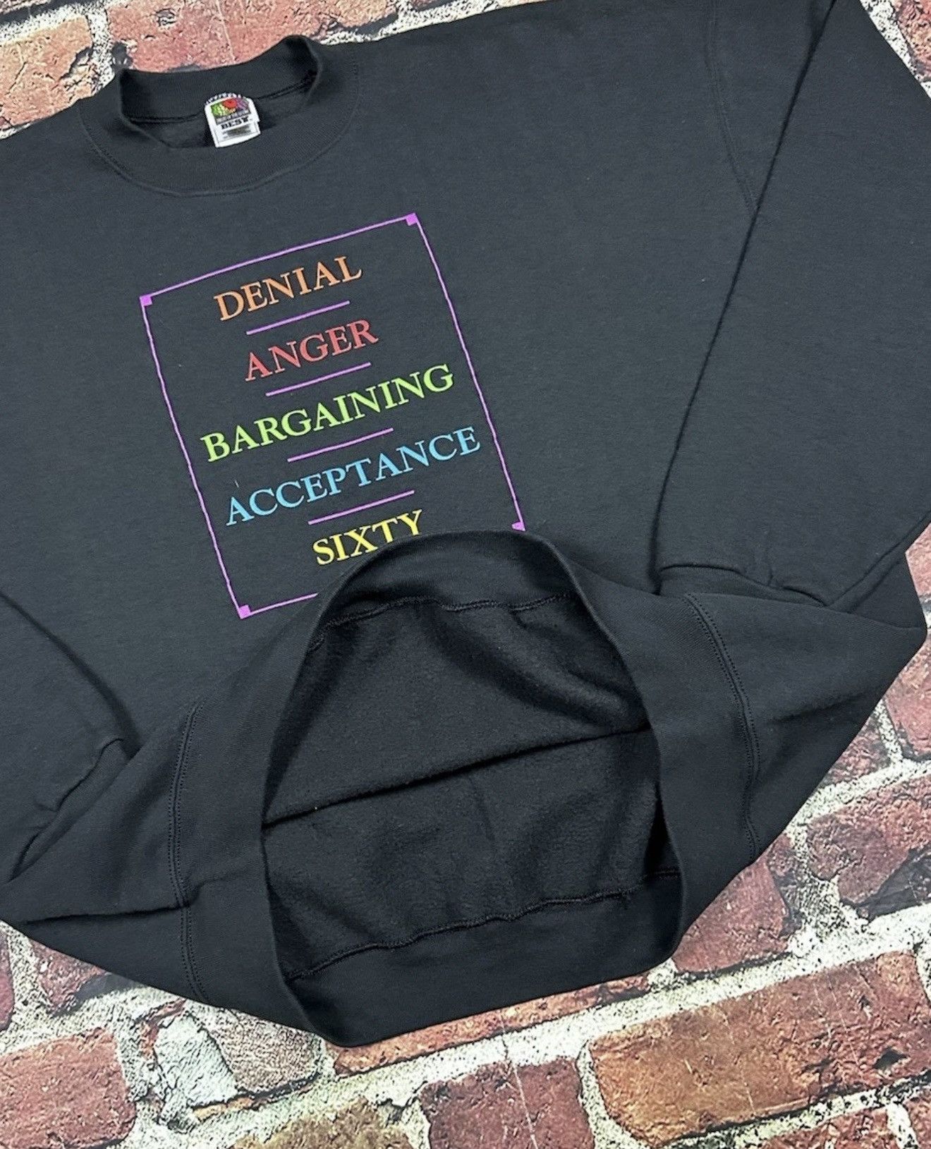Fruit Of The Loom Funny 60th Birthday Sweatshirt Denial Anger Acceptance Sixty Size US XXL / EU 58 / 5 - 5 Thumbnail