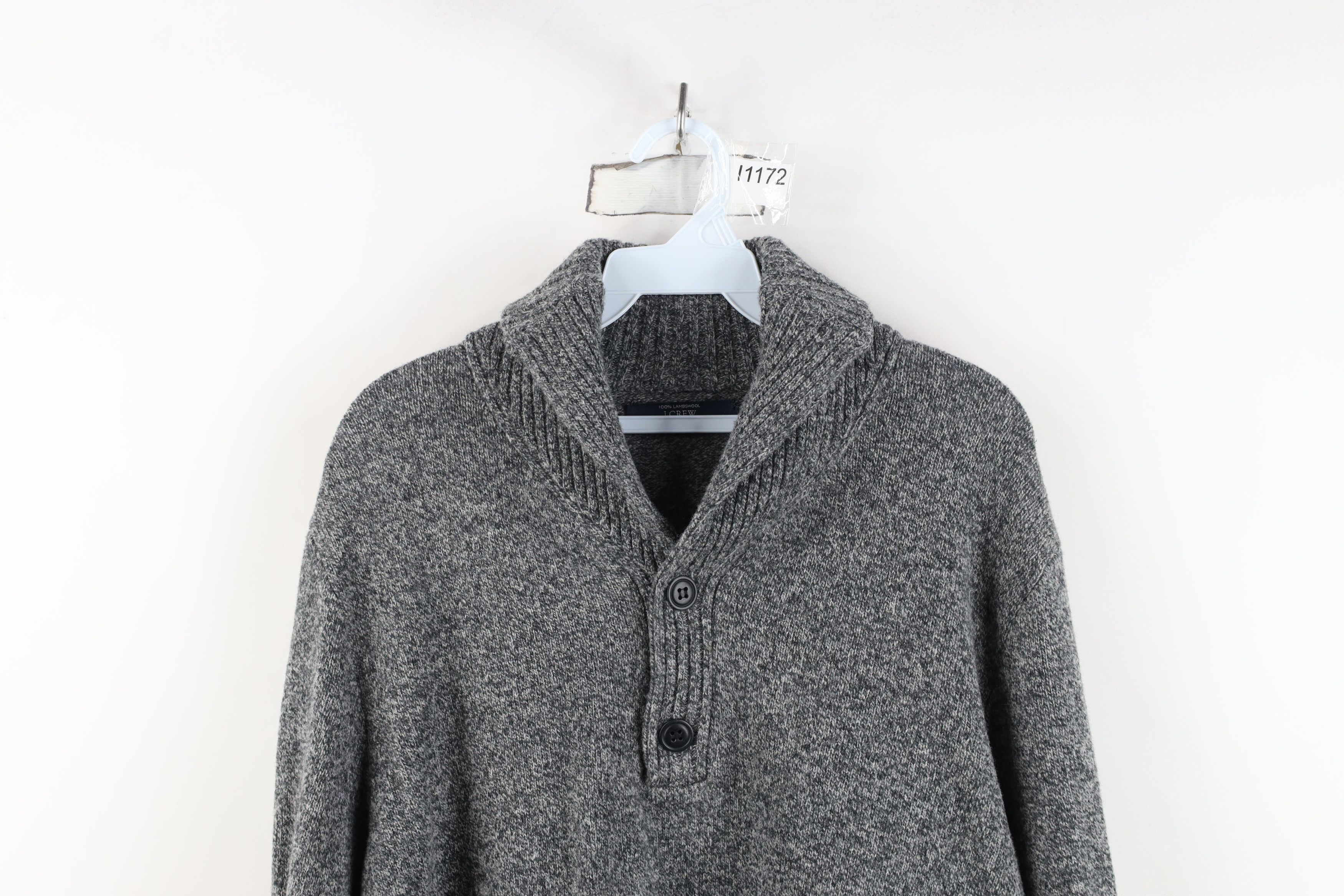 J.Crew J Crew Lambswool Knit Henley Shawl Sweater Heather Gray Size US L / EU 52-54 / 3 - 2 Thumbnail