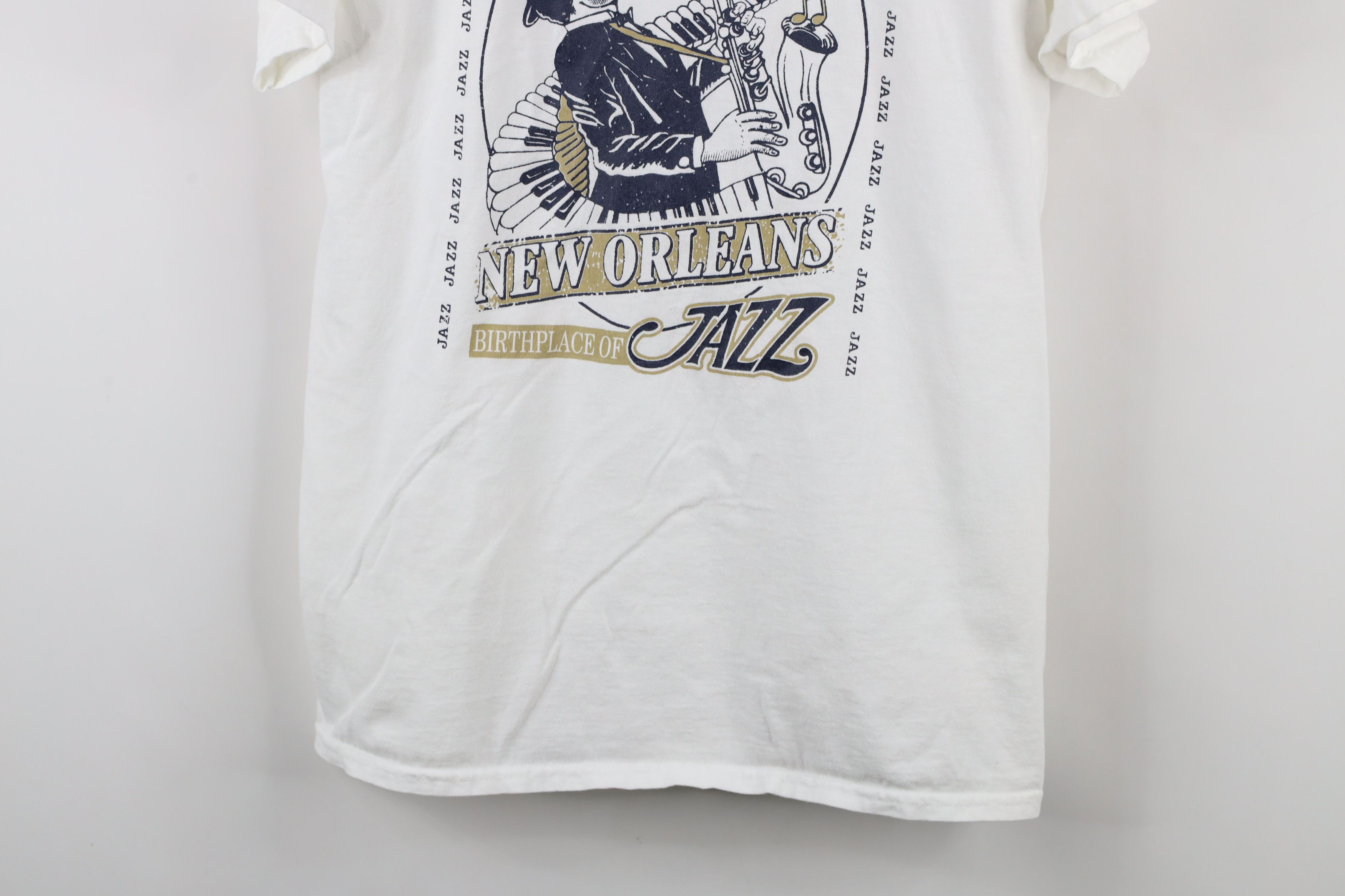 Vintage Vintage 90s Streetwear Jazz Music T-Shirt White Cotton Size US L / EU 52-54 / 3 - 3 Thumbnail