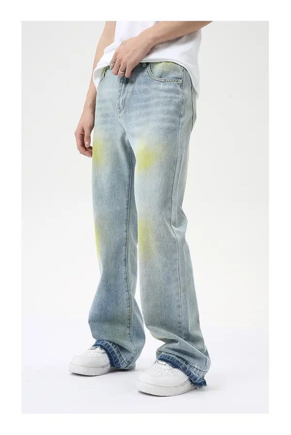 Jean Hip-hop street painting contrast color flared washed jeans Size US 32 / EU 48 - 3 Thumbnail