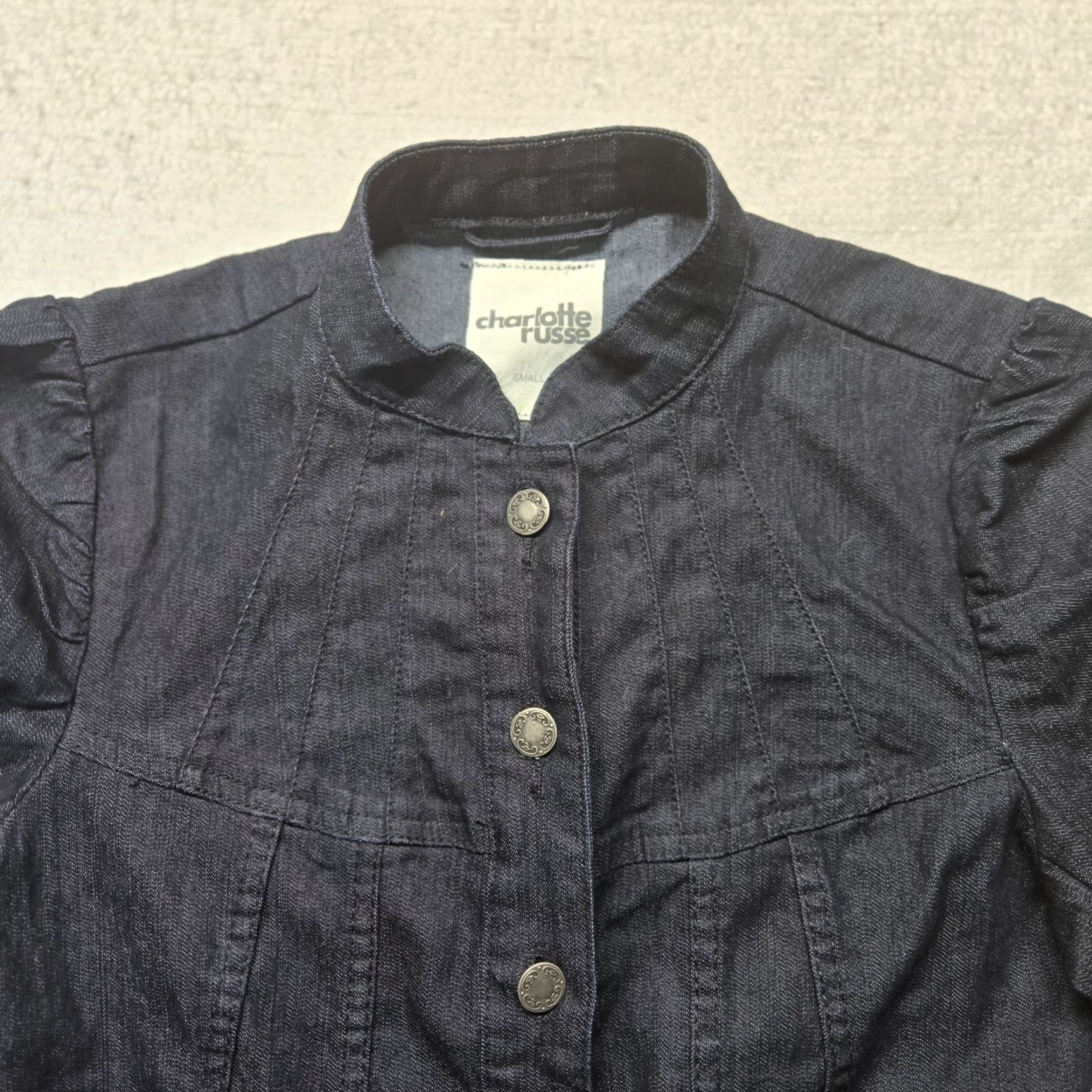 Vintage Charlotte Russe Jacket Black S Women Adult Lightweight Full Button Pocket Coat, cotton blend, Regular, Snap Closure, Basic Jacket Size S / US 4 / IT 40 - 5 Thumbnail