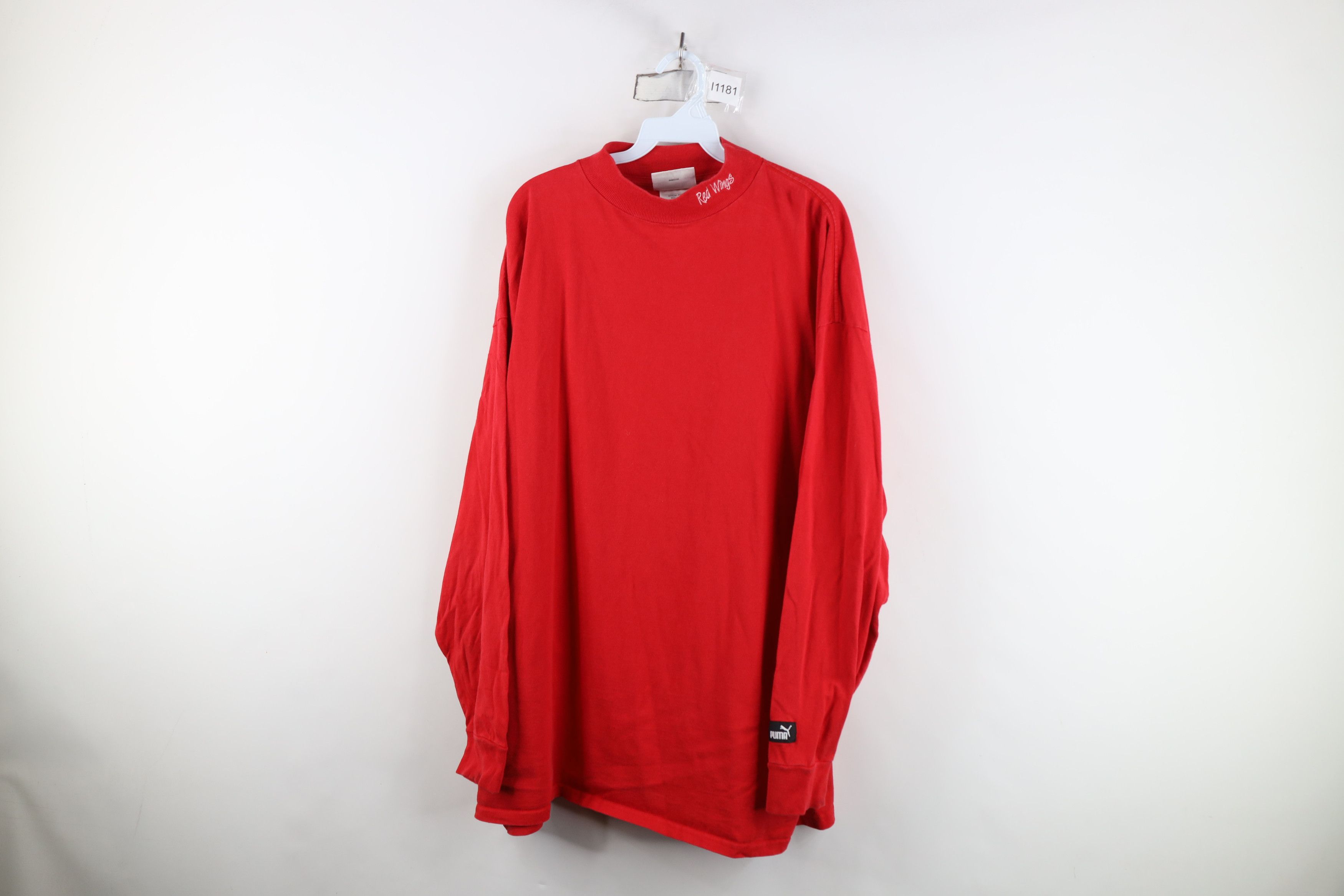 Puma Vintage 90s Puma Red Wings Hockey Mock Neck T-Shirt Red Size US XXL / EU 58 / 5 - 1 Thumbnail
