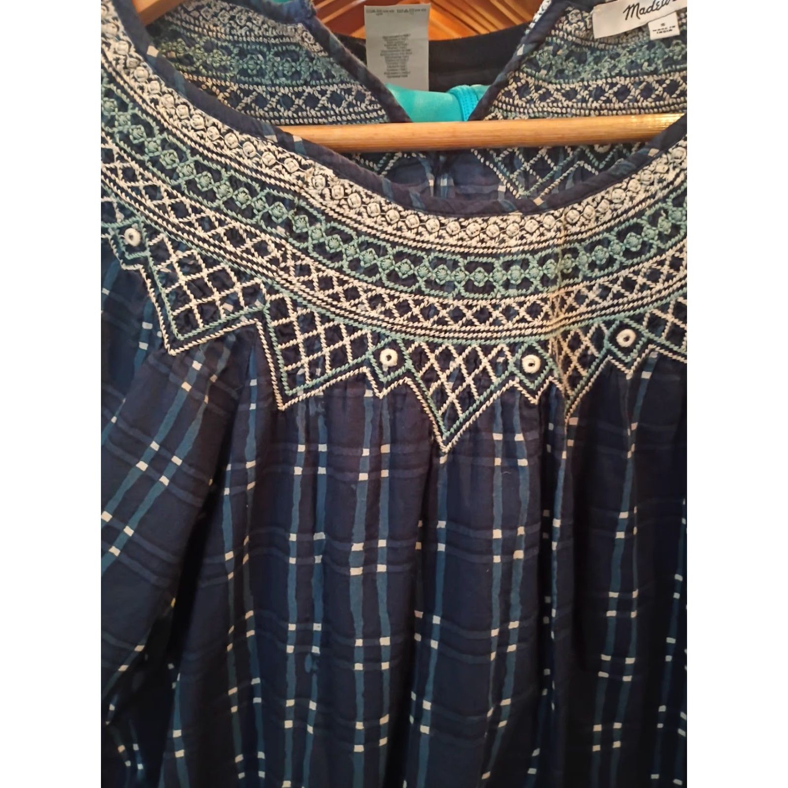 Madewell Madewell Tunic Women S Blouse Blue White Checkered 100% Cotton Made In India Size S / US 4 / IT 40 - 3 Thumbnail