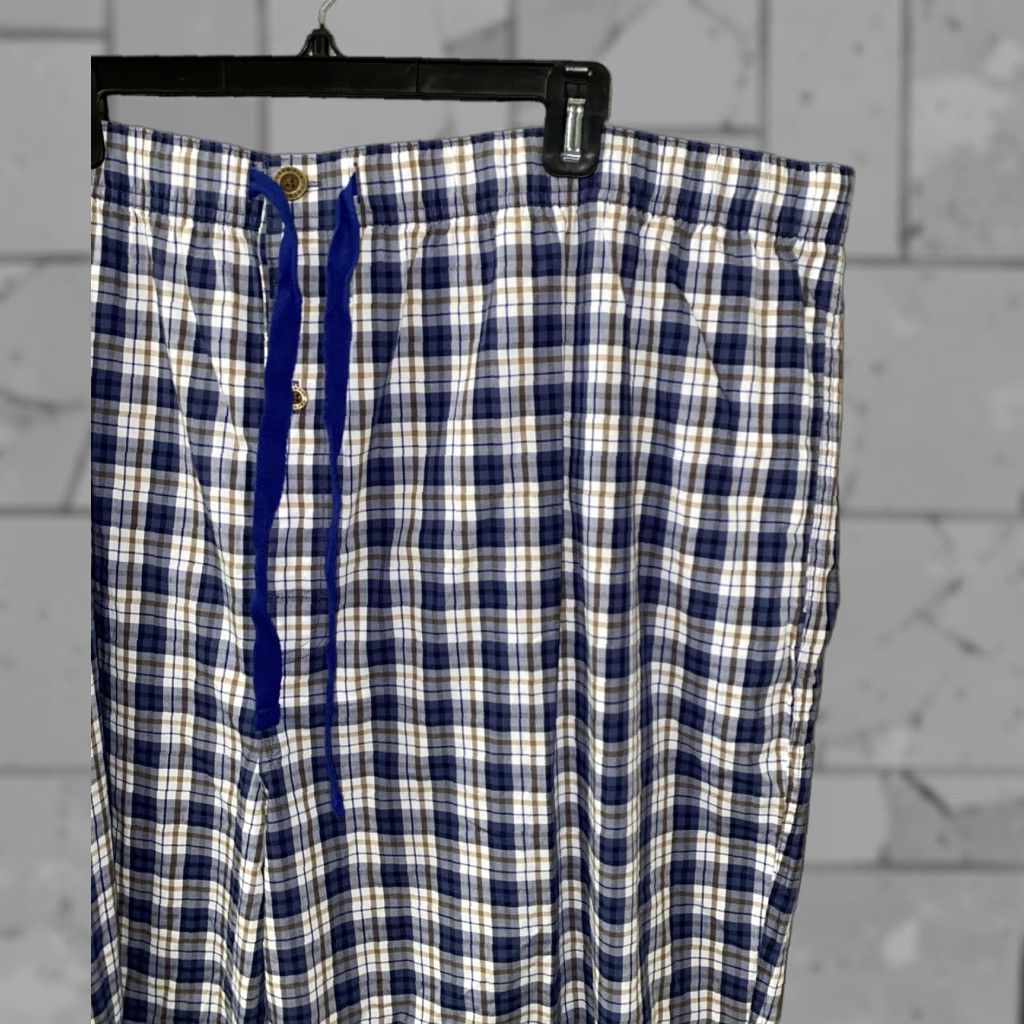 Cremieux Cremieux Pajama Pants Mens 4XB Blue/White Plaid NWT Big & Tall 100% Cotton Size US 39 - 1 Thumbnail