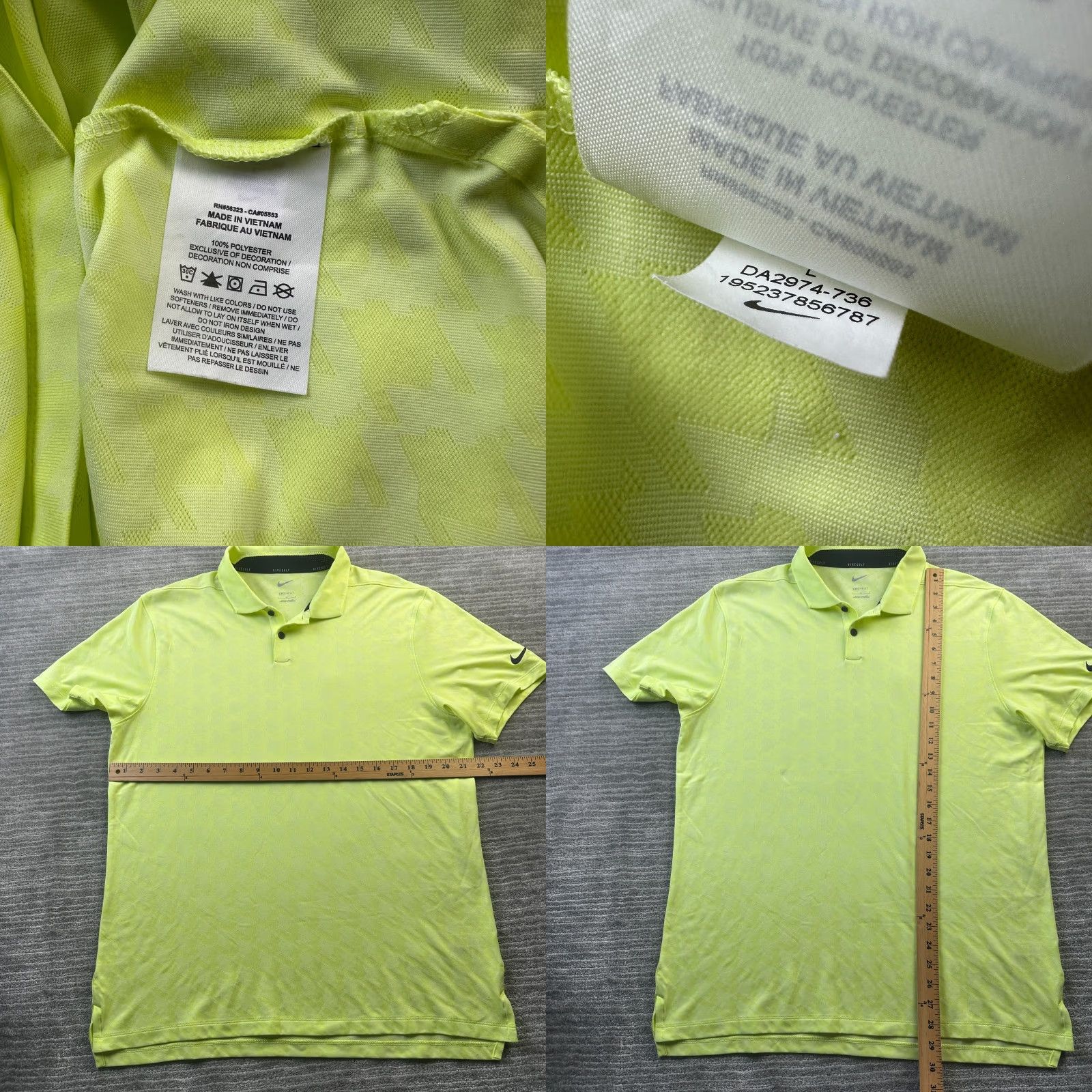 Nike Nike Polo Shirt Mens Large Green Vapor Dri-Fit Golf Jacquard Size US L / EU 52-54 / 3 - 8 Thumbnail