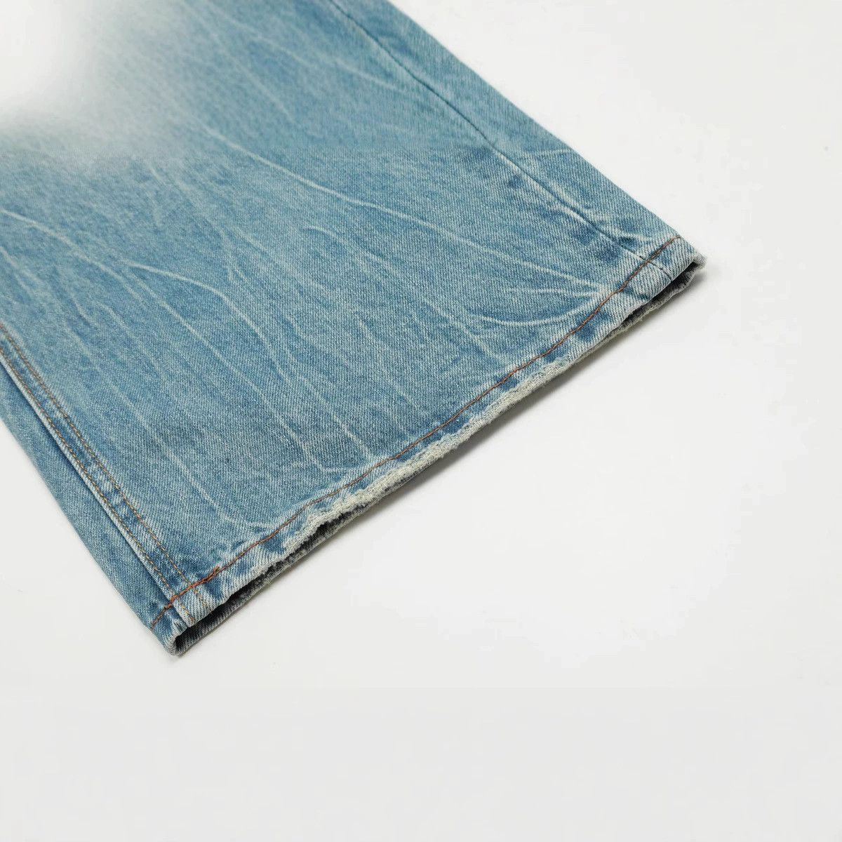 Japanese Brand × Jean American retro men's blue straight washed ripped jeans Size US 32 / EU 48 - 5 Thumbnail