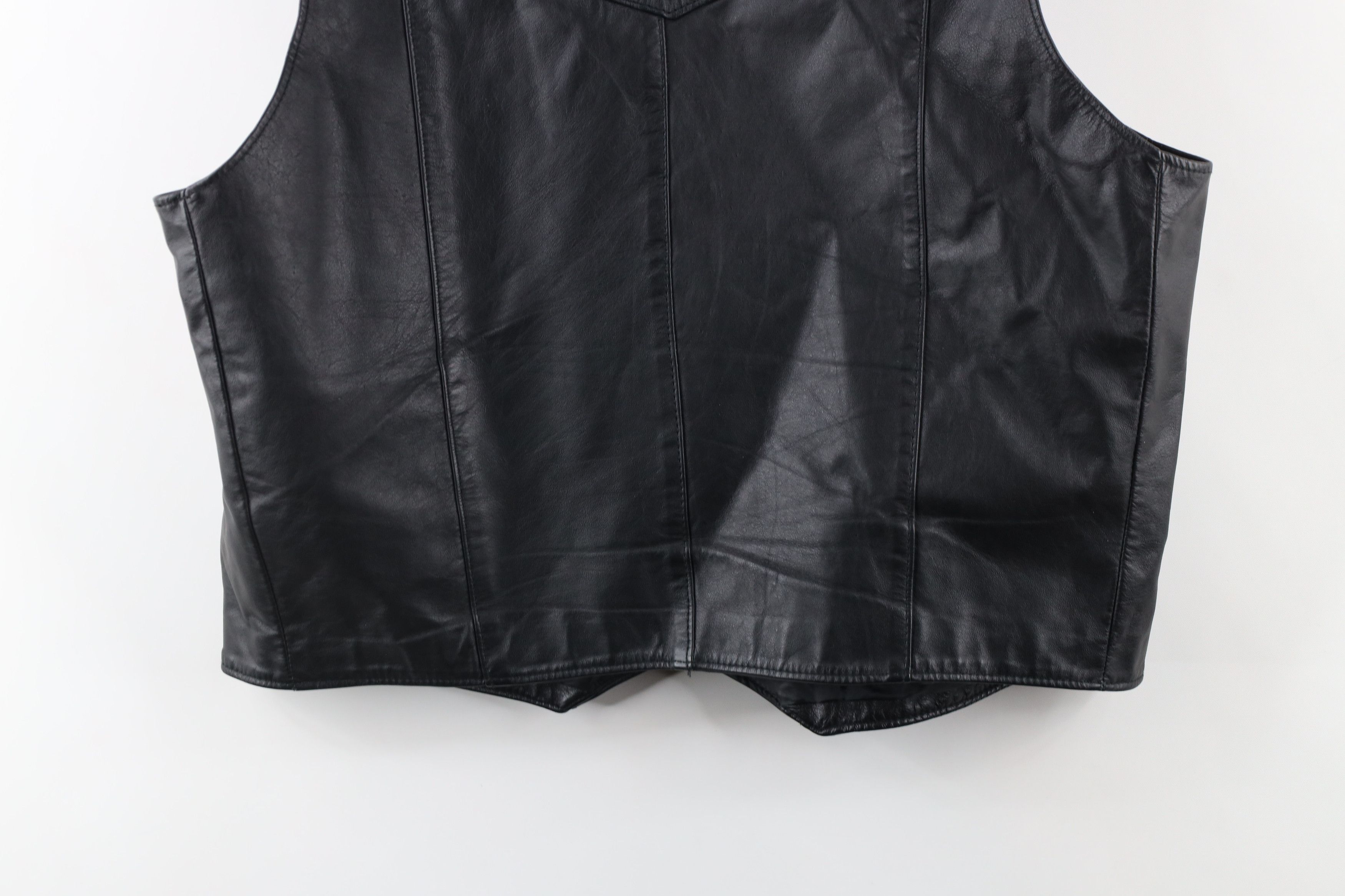 Vintage Vintage 70s Streetwear Leather Button Vest Jacket Black USA Size US L / EU 52-54 / 3 - 14 Thumbnail