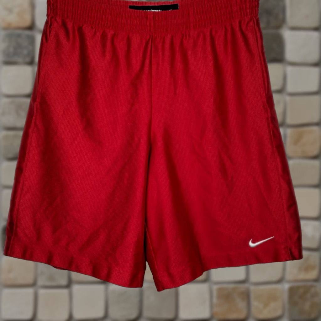 Nike VINTAGE Nike Basketball Shorts Men L Red Athletic Grid Elastic Drawstring Pocketed 34" Waist 9.5" Inseam Size US 33 - 1 Thumbnail