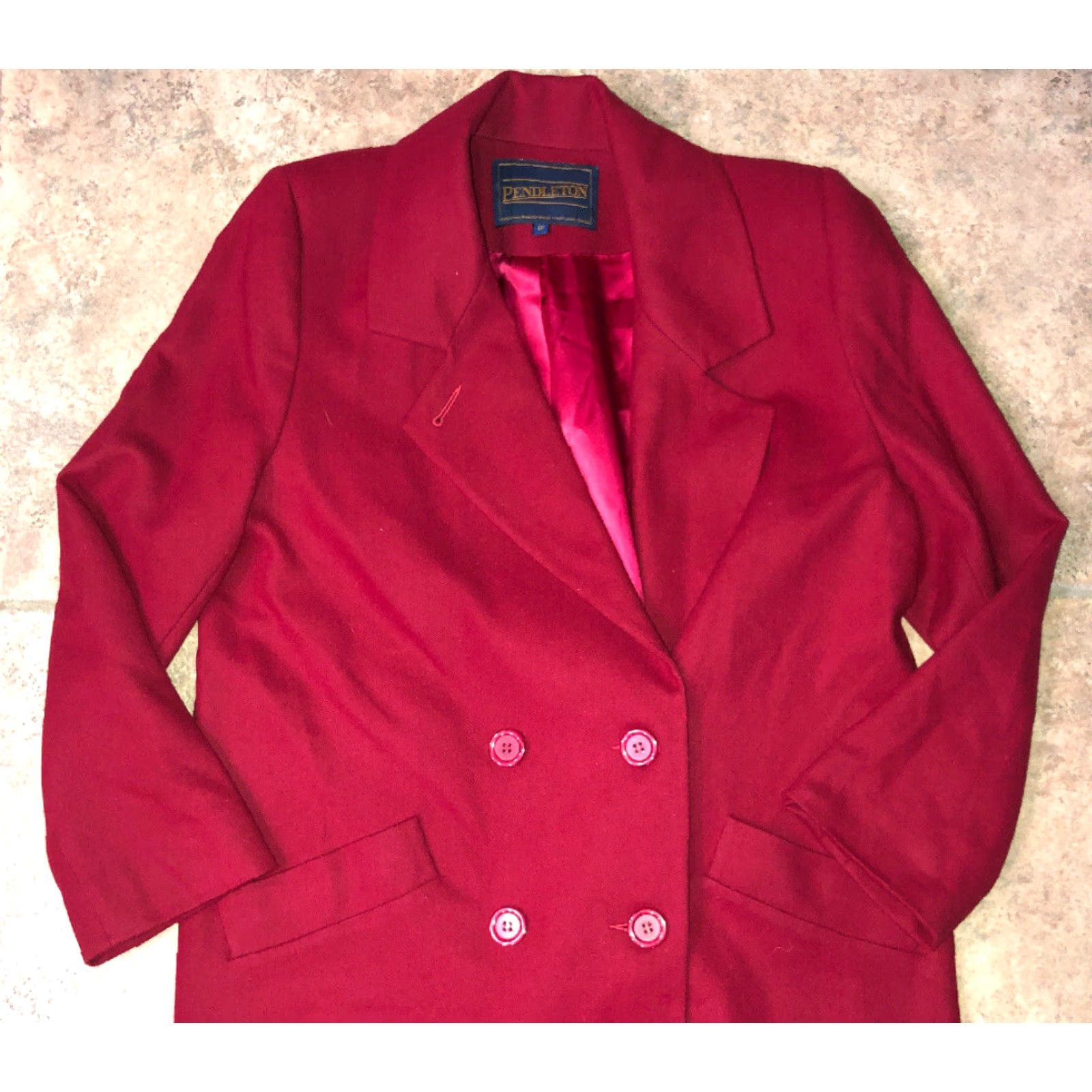 Pendleton Pendleton Womens Red Wool Double-Breasted Blazer Jacket Size 6P Size M / US 6-8 / IT 42-44 - 2 Thumbnail