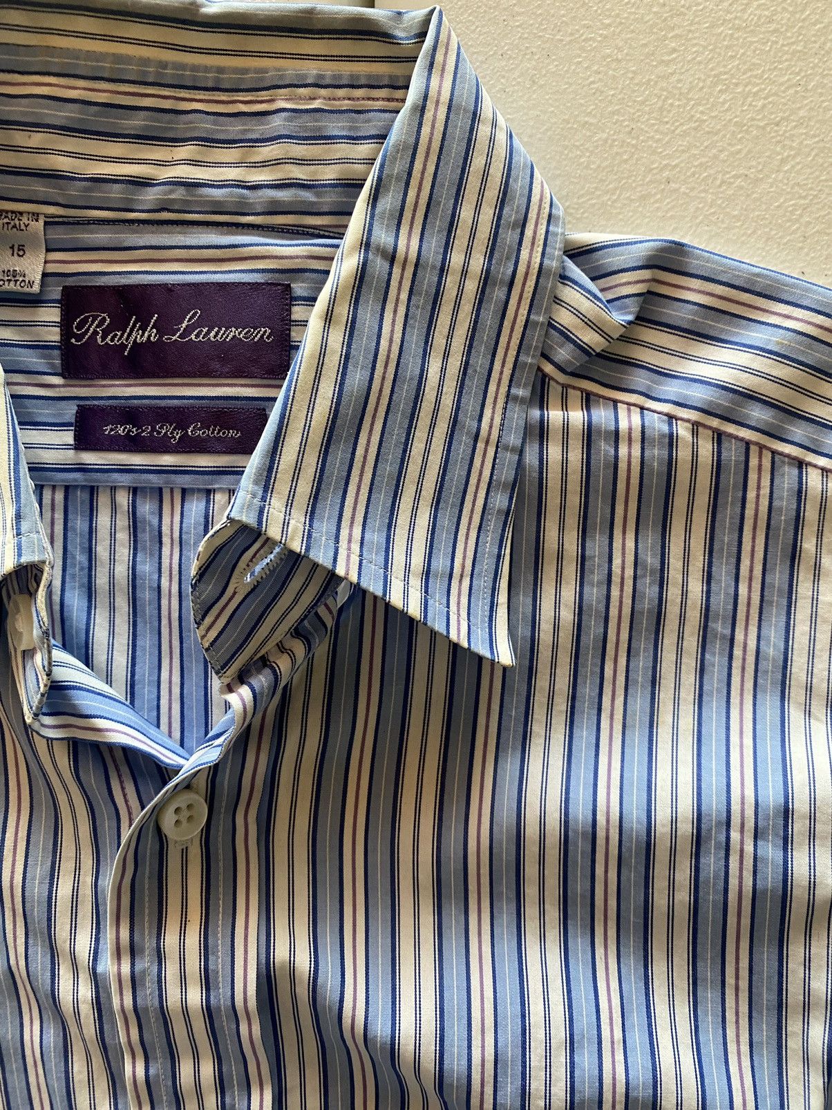 Ralph Lauren Purple Label RLPL light blue rep stripe 120s 2ply dress shirt 15 Size US S / EU 44-46 / 1 - 9 Thumbnail