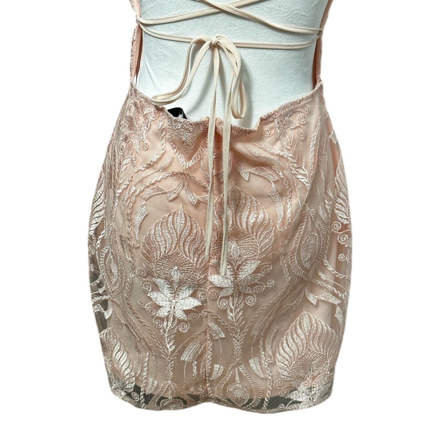 Area Area Star Floral Pink Mini Sheath Dress Sweetheart Neck L Size L / US 10 / IT 46 - 8 Thumbnail
