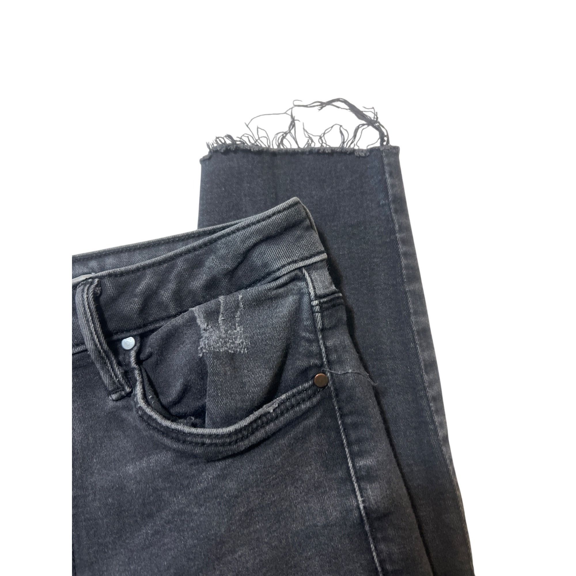 Forever 21 Forever 21 Distressed Black Skinny Jeans High Rise Frayed He Size 26" / US 2 / IT 38 - 3 Thumbnail